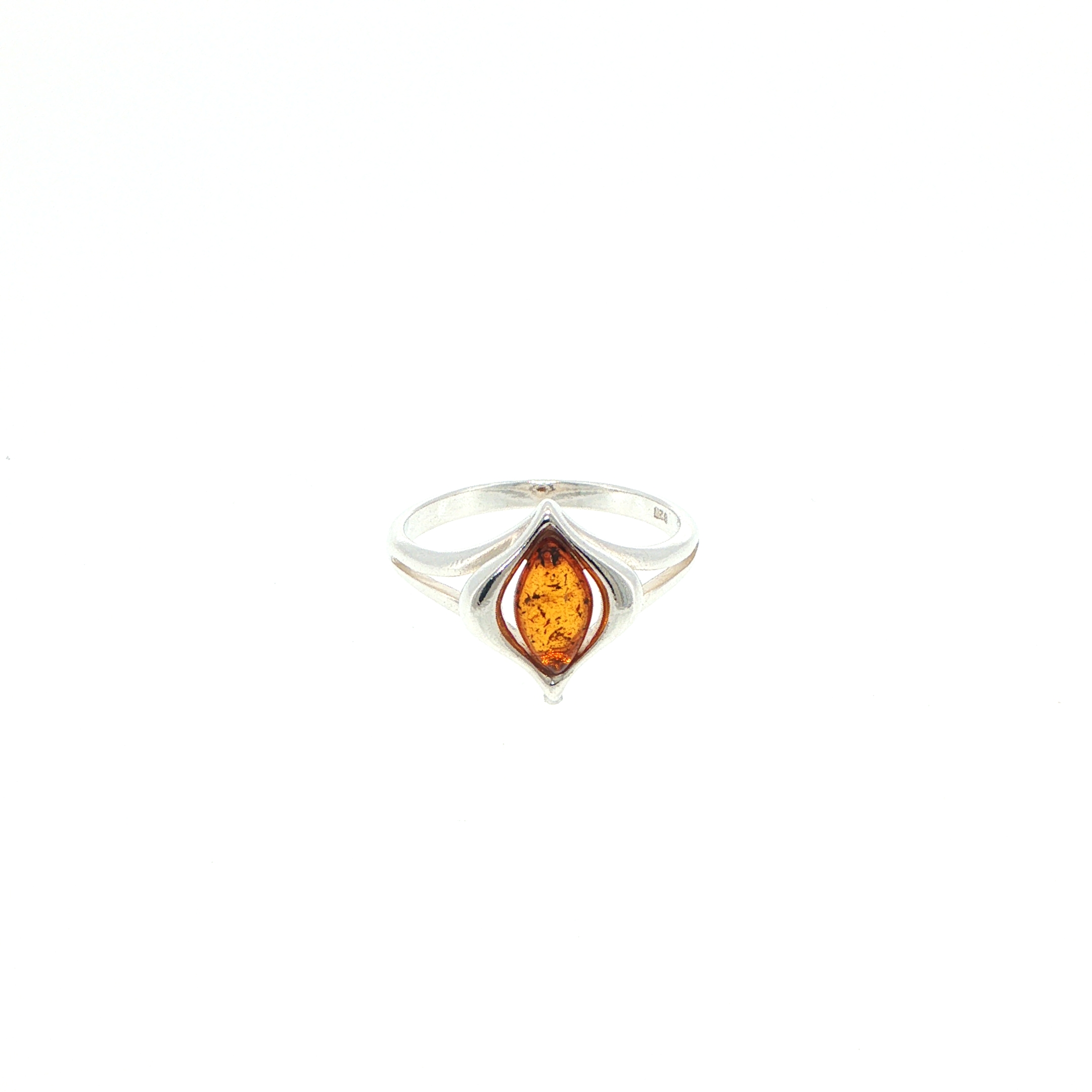 Marquise Amber Ring in Silver