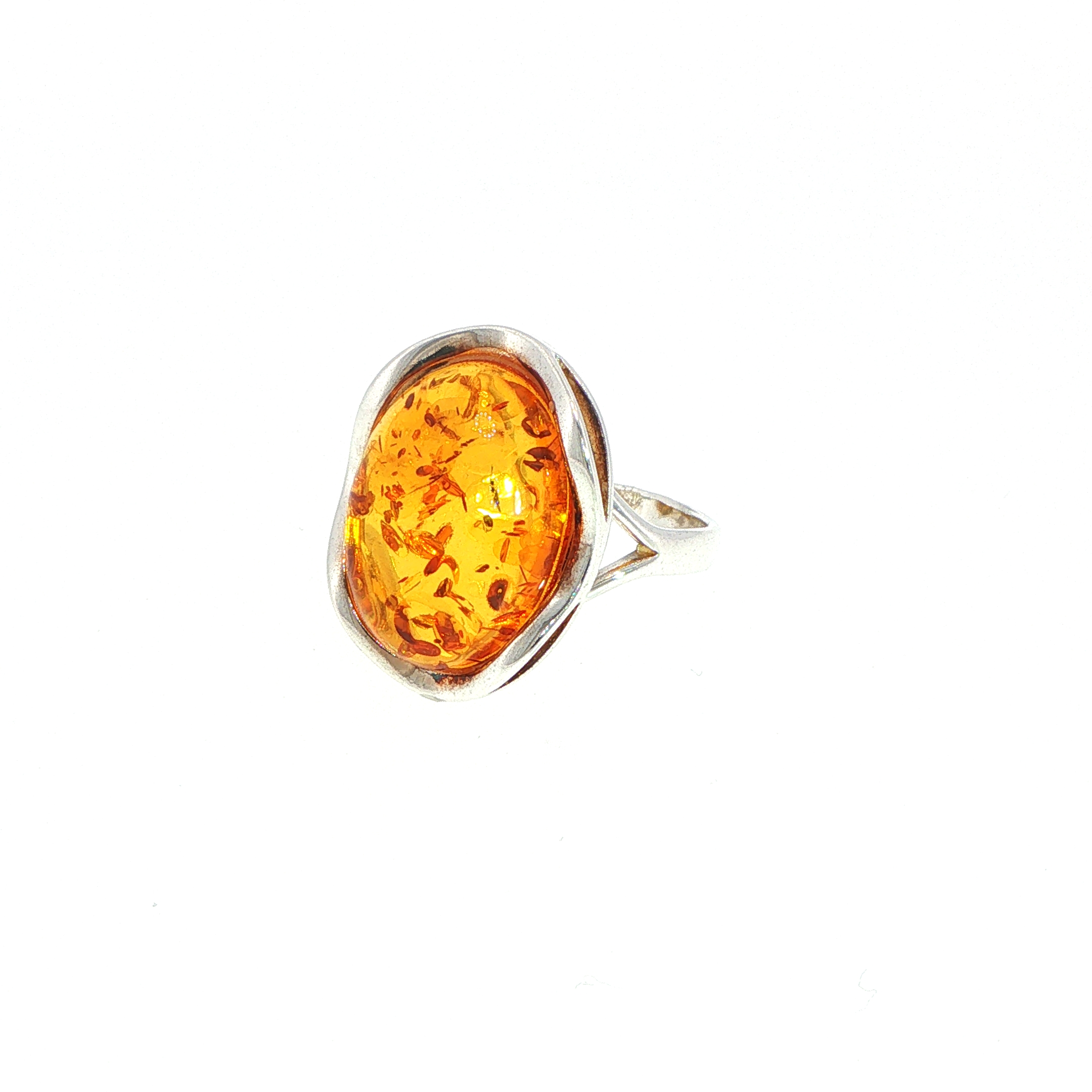 Oval Wave Cabochon Amber Cocktail Ring in Silver Medium - Image 6