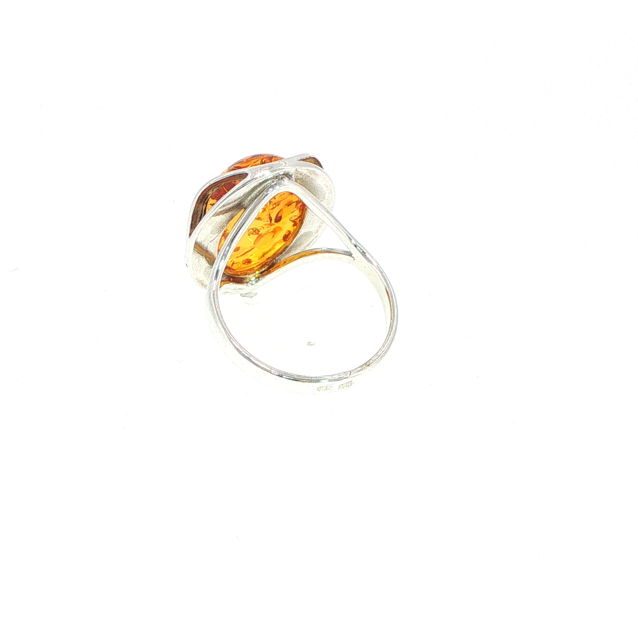 Oval Wave Cabochon Amber Cocktail Ring in Silver Medium - Image 10
