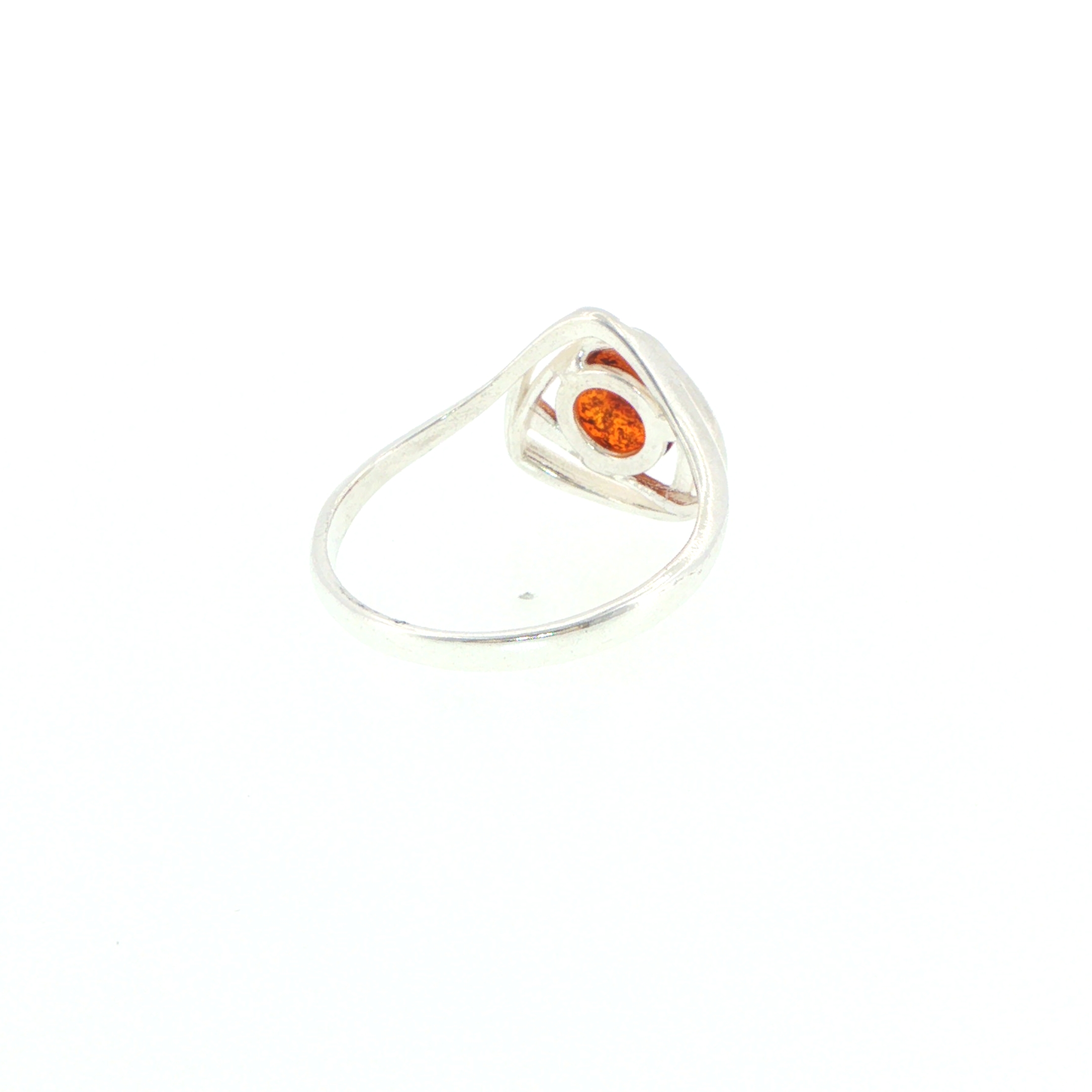 Contemporary Triangular Openwork Amber Ring in Silver - Image 11