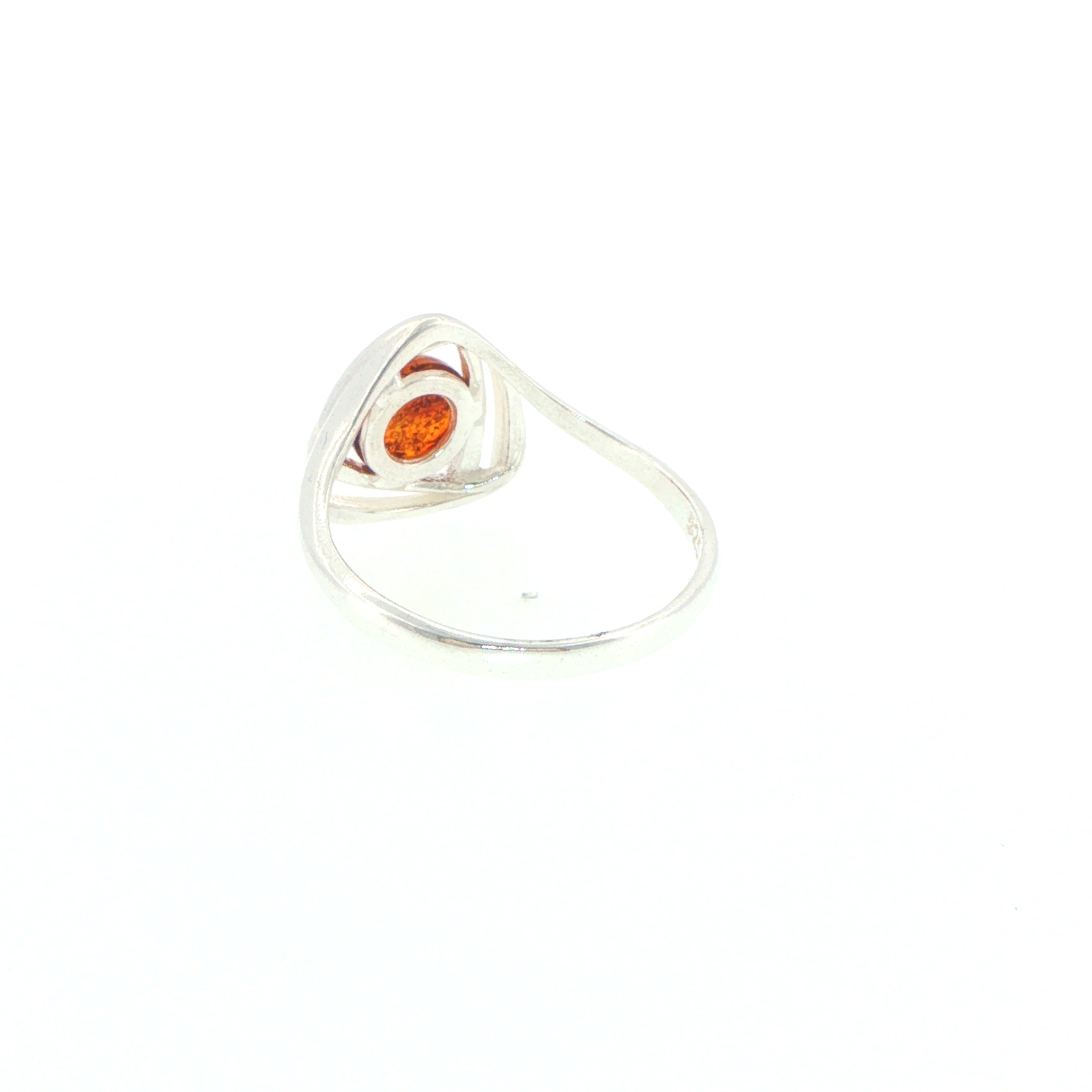 Contemporary Triangular Openwork Amber Ring in Silver - Image 9