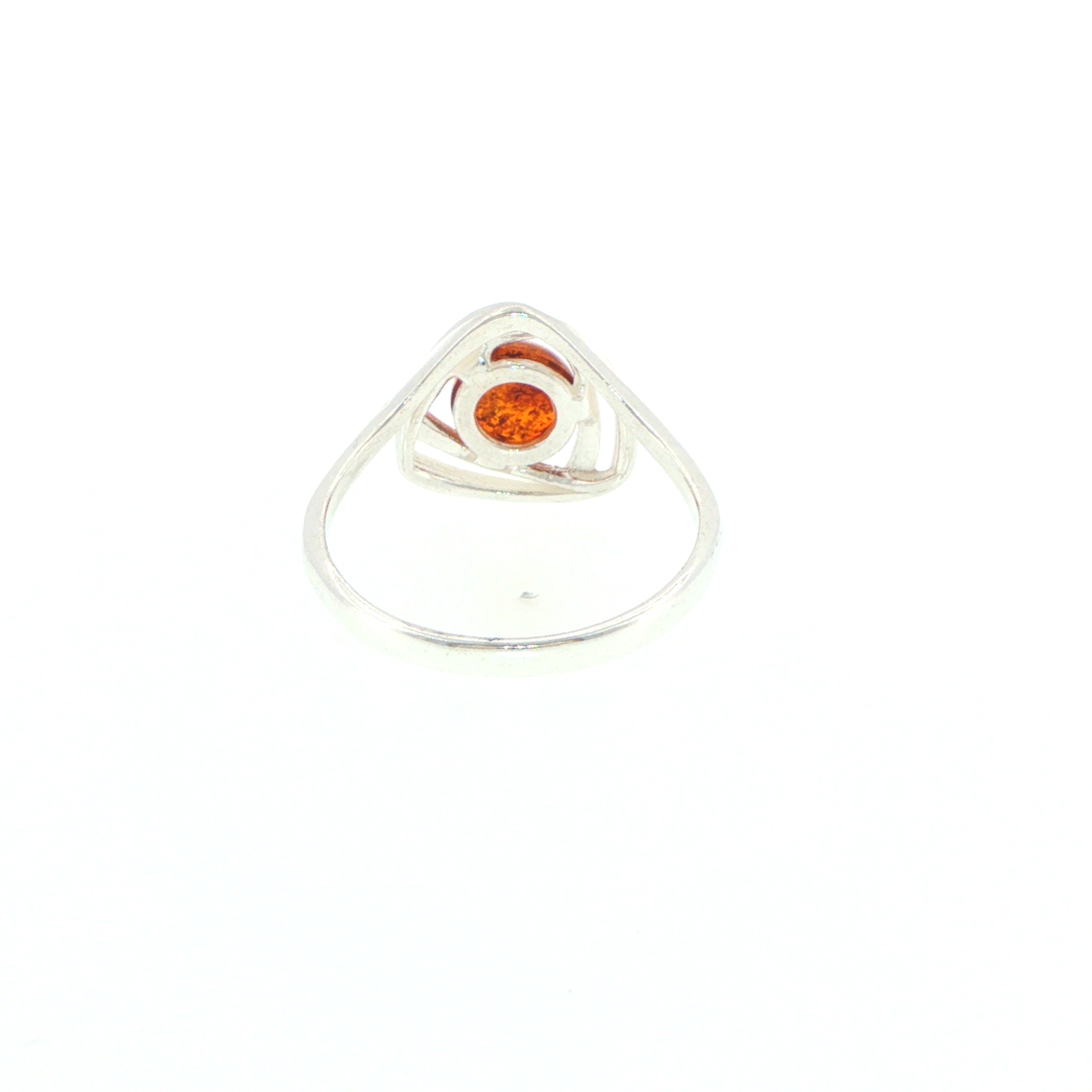 Contemporary Triangular Openwork Amber Ring in Silver - Image 10