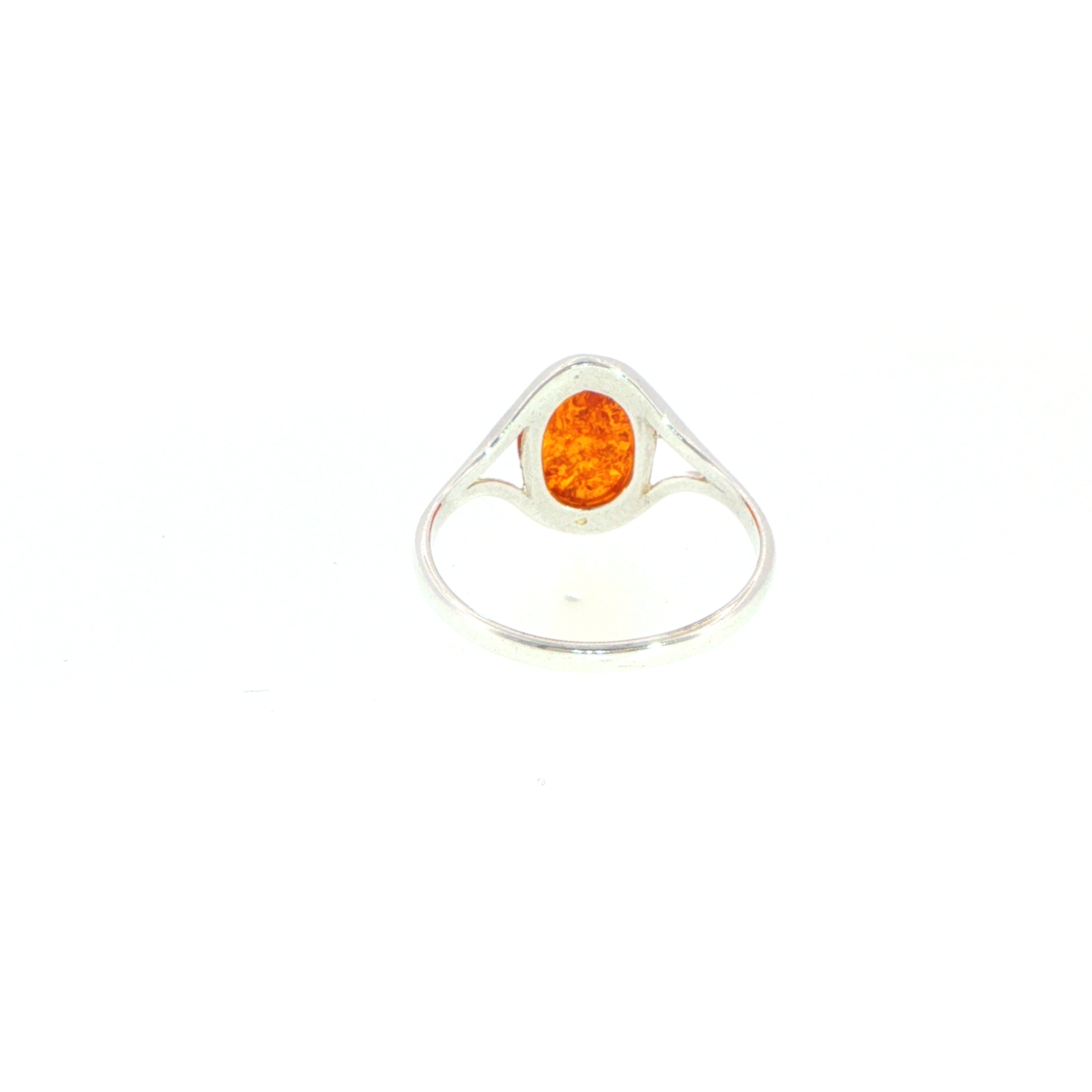 Silver Split Shank Oval Amber Solitaire Ring Small - Image 9