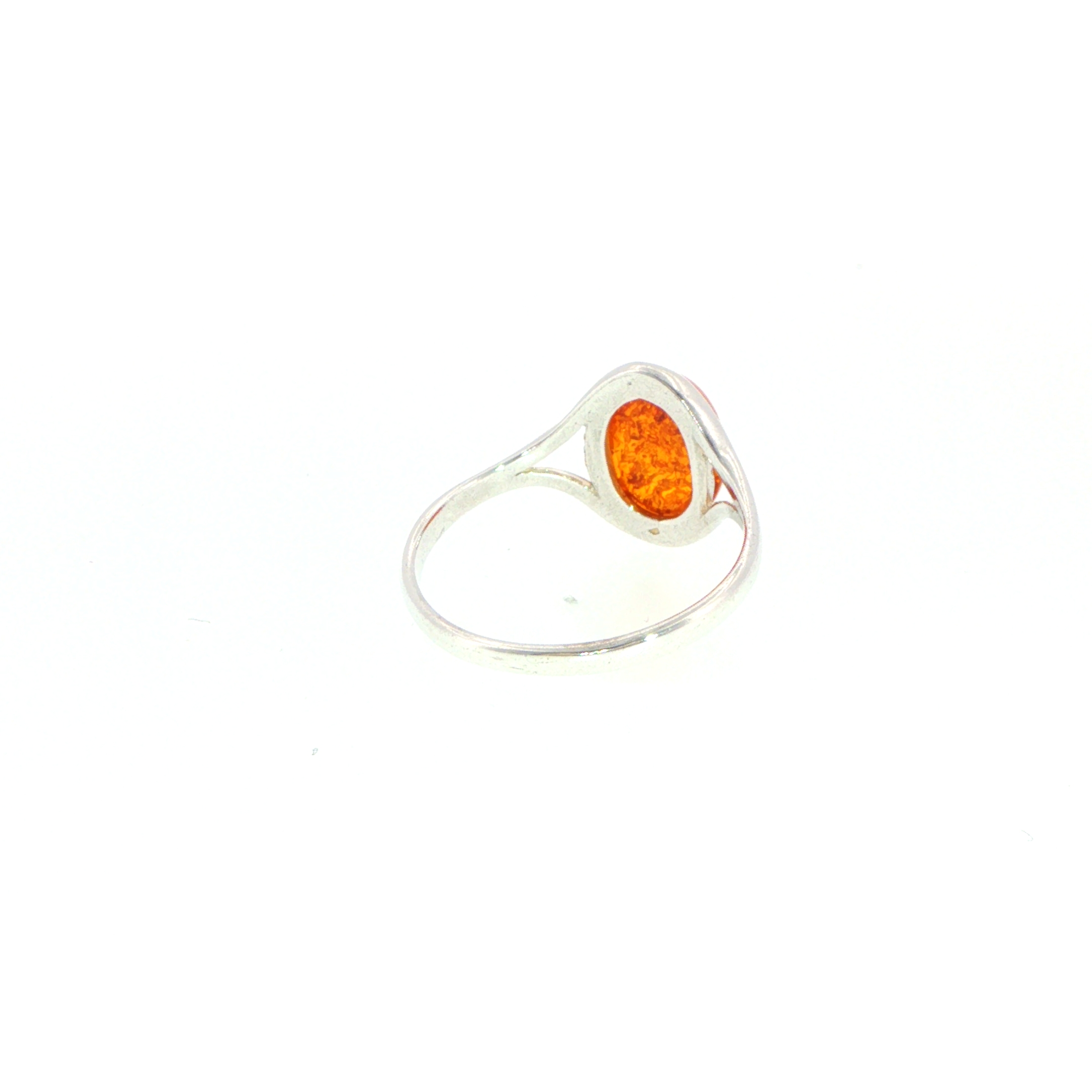 Silver Split Shank Oval Amber Solitaire Ring Small - Image 10
