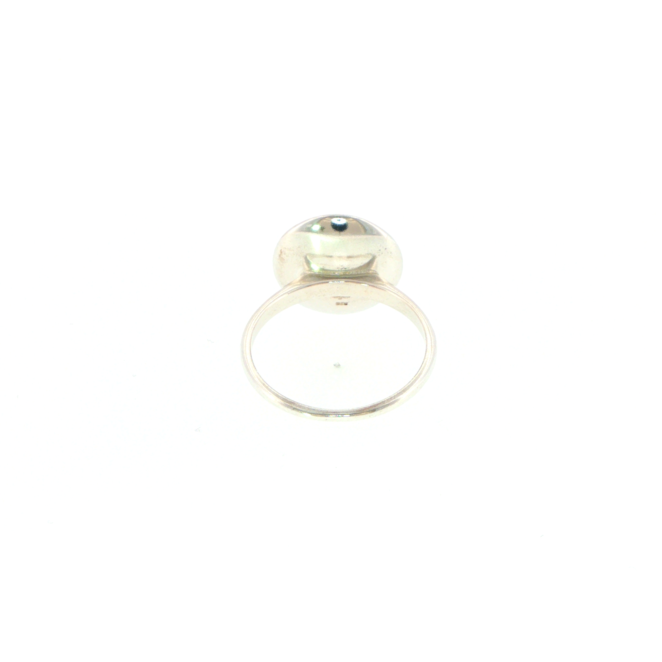 Round Amber Solitaire Ring Silver Bezel-Set - Image 9