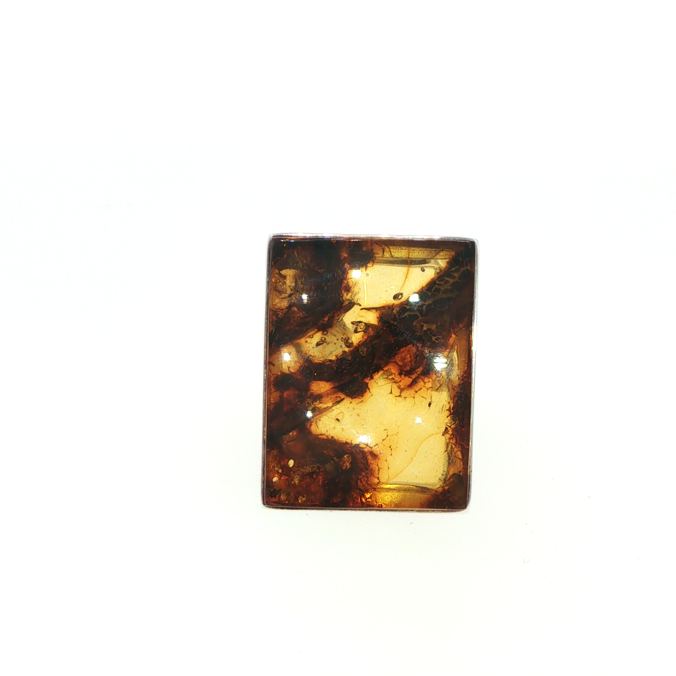 Rectangular Amber Flat Cocktail Ring in Silver - Image 4