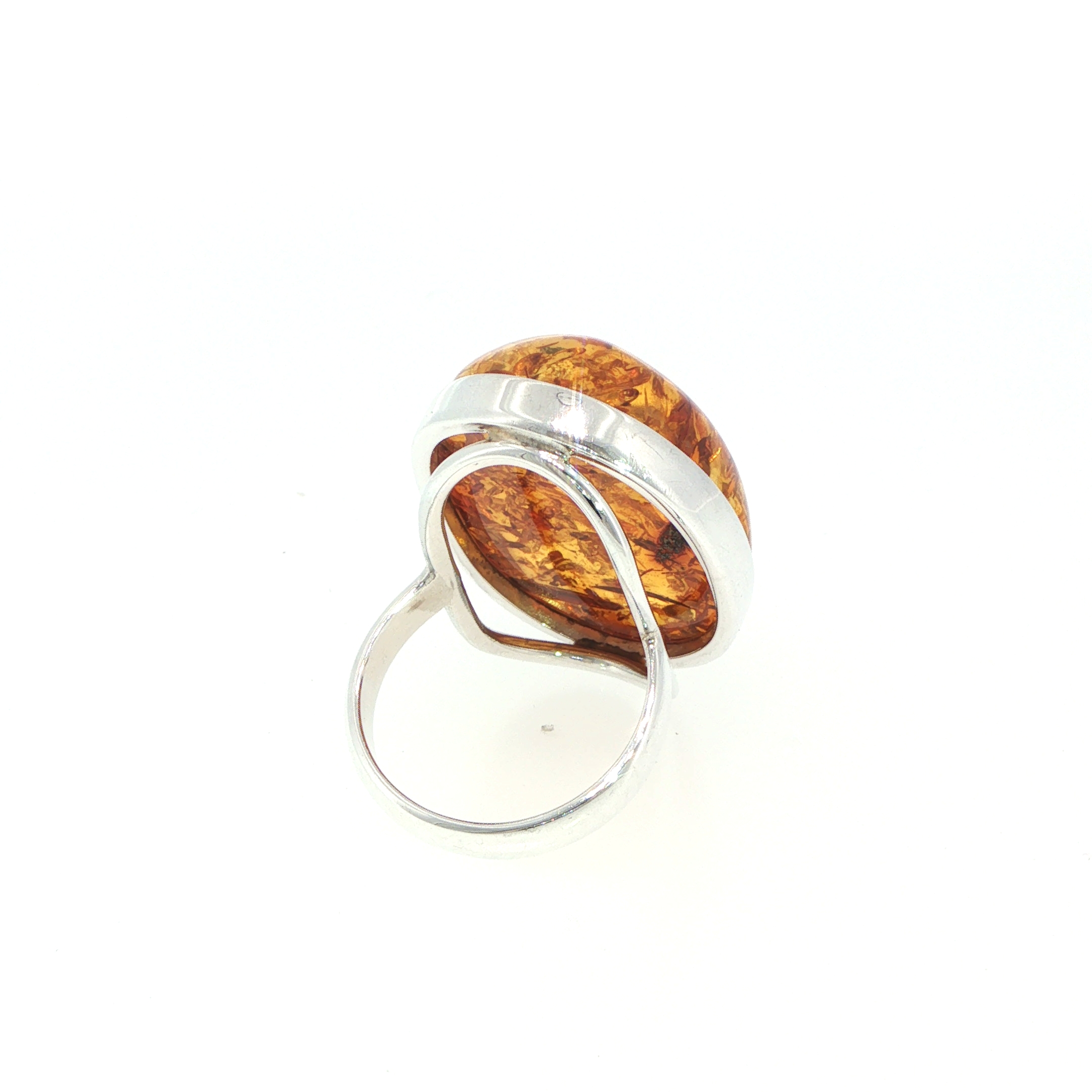 Oval Amber Cabochon Solitaire Ring in Silver - Image 8
