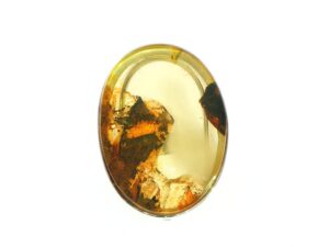Oval Amber Ring in Silver with Natural Inclusions