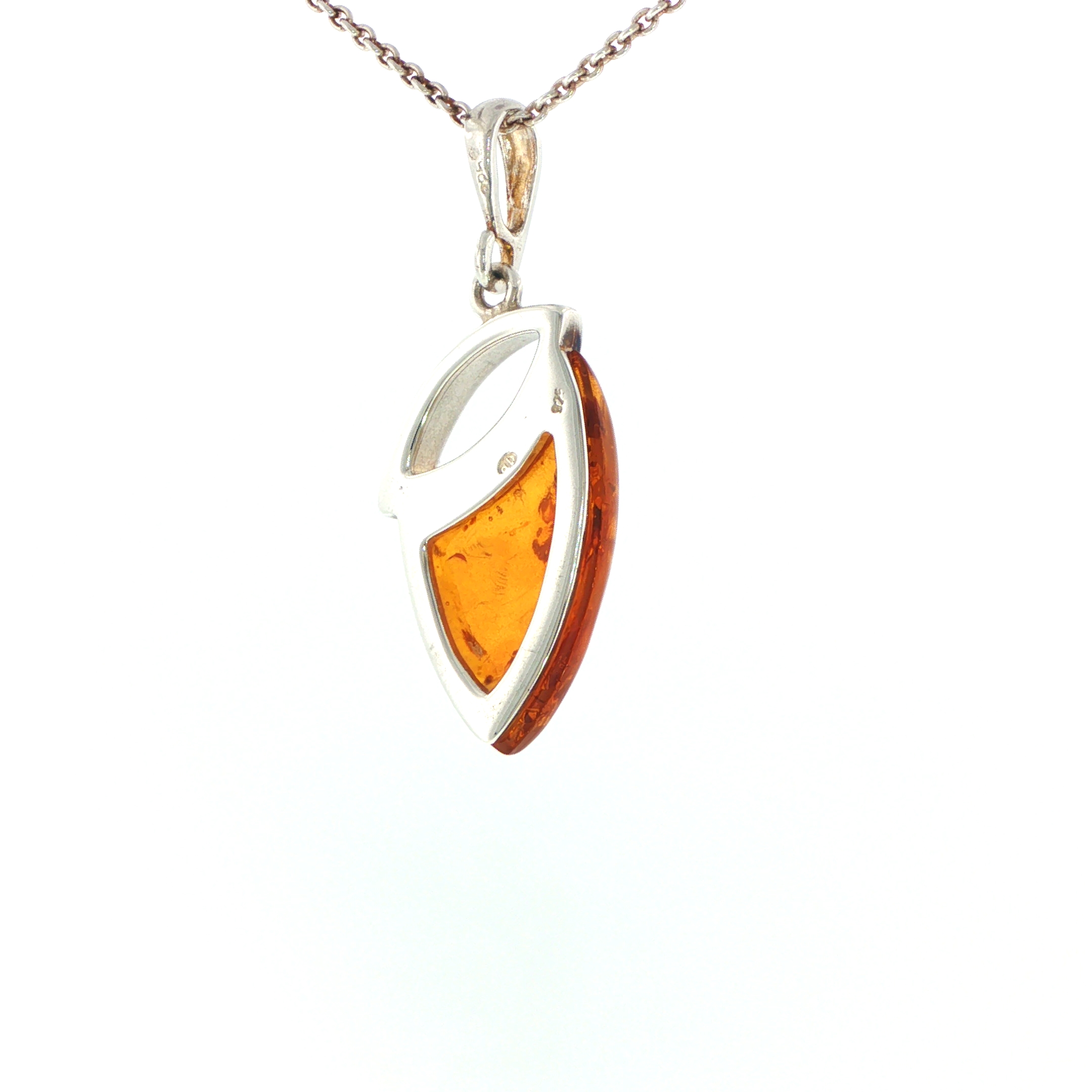 Contemporary Open Silver and Amber Pendant Necklace - Image 10