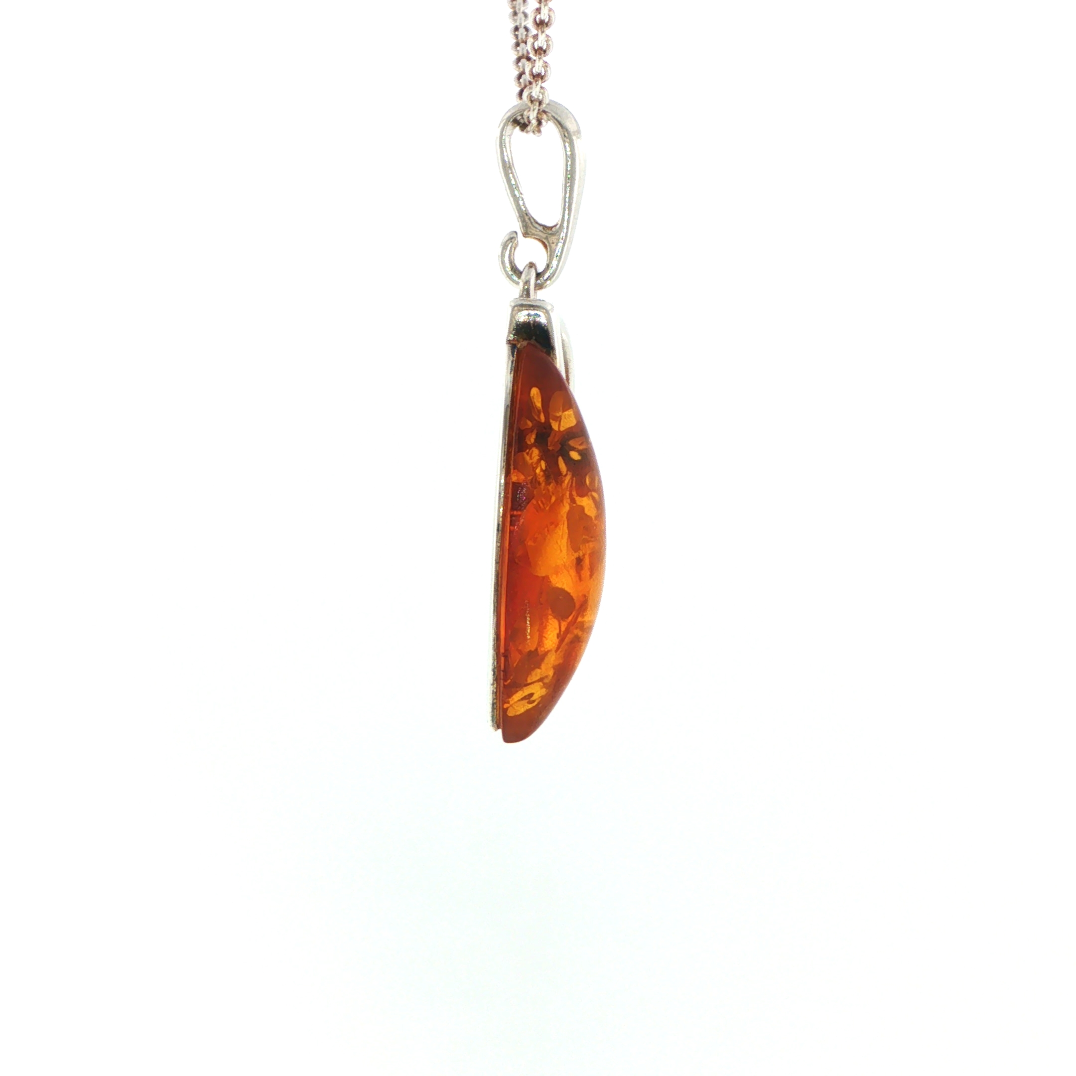 Contemporary Open Silver and Amber Pendant Necklace - Image 12