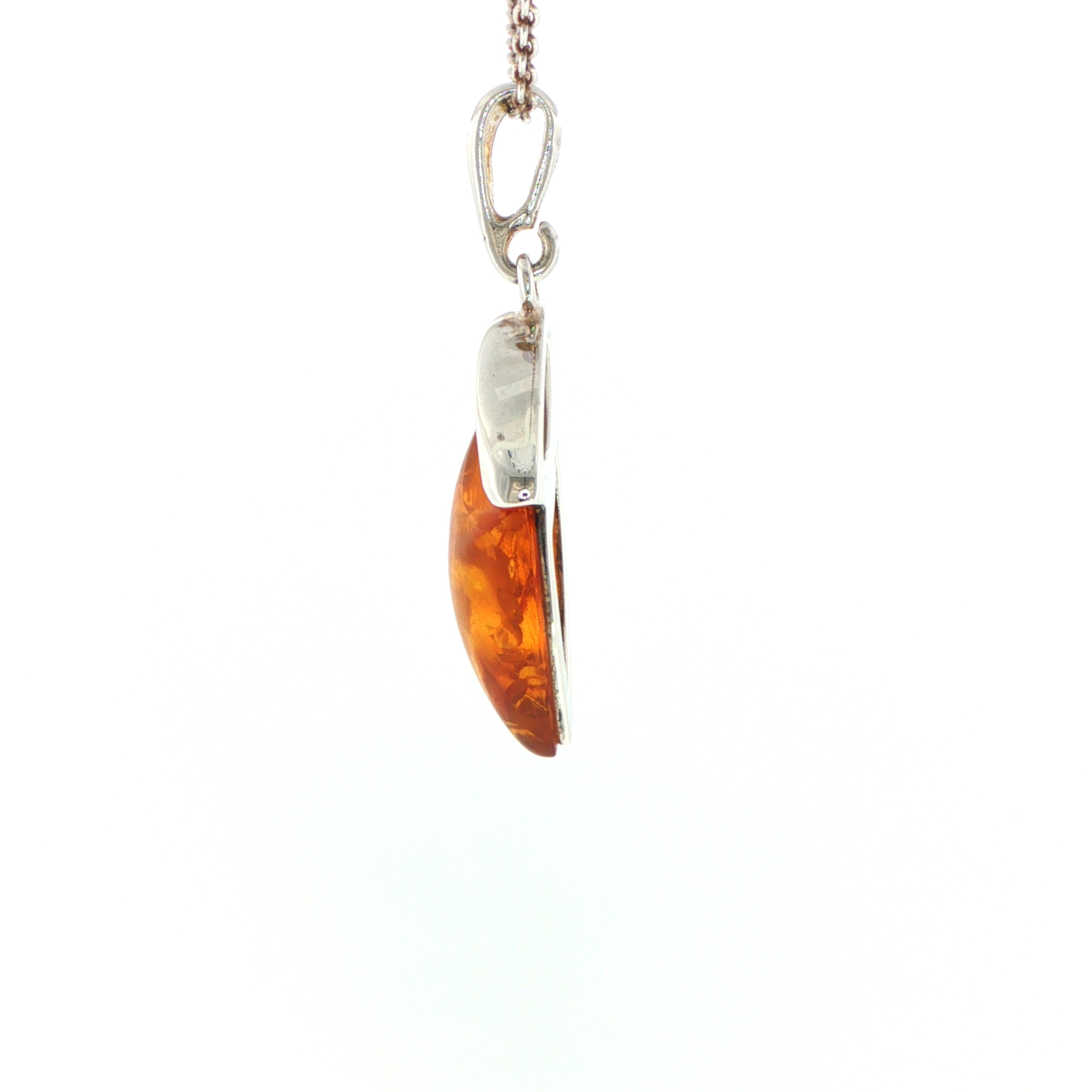Contemporary Open Silver and Amber Pendant Necklace - Image 6