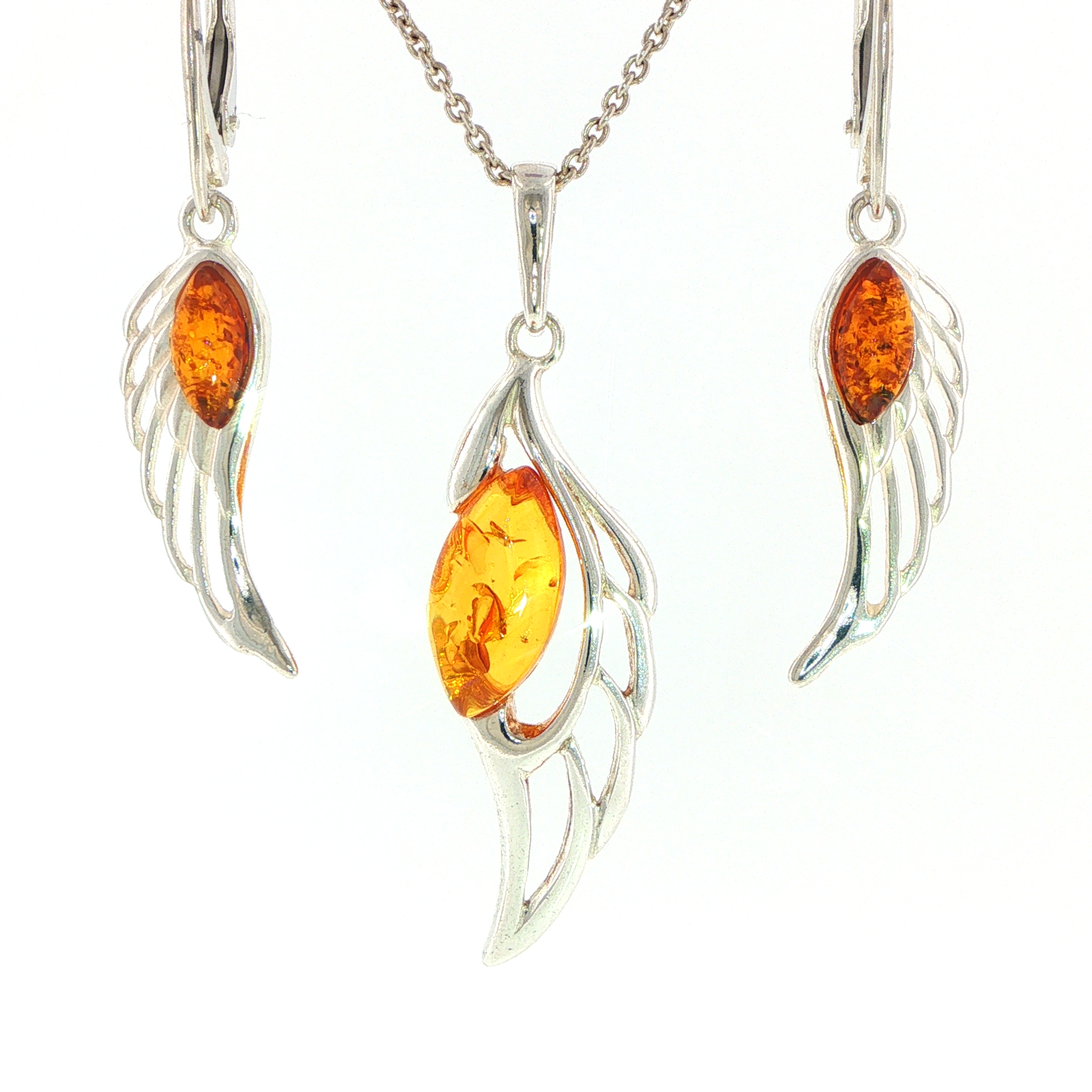 Silver Angel Wing Drop Earrings - Image 4