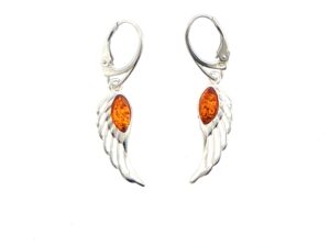 Silver Angel Wing Drop Earrings