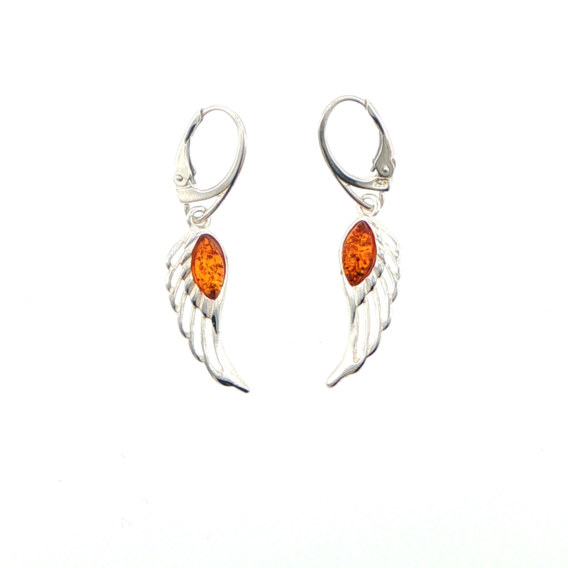 Silver Angel Wing Drop Earrings