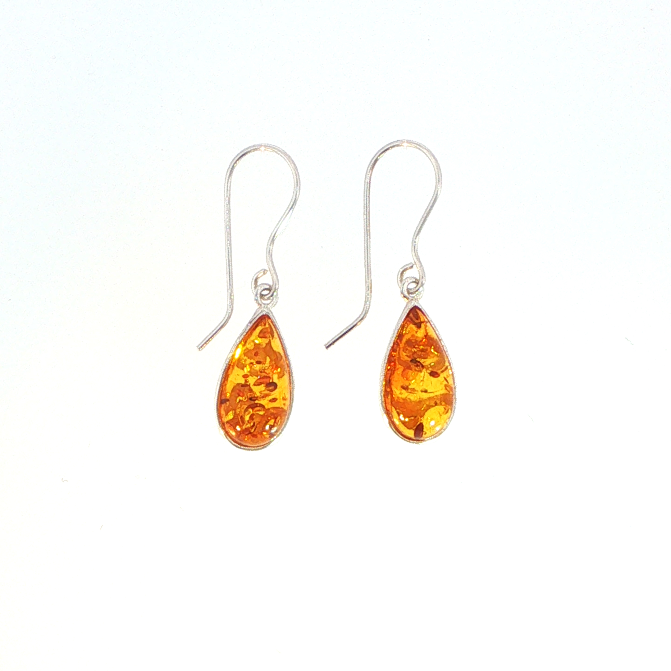 Teardrop Amber Drop Earrings with Cut-Out Detail in Silver - Image 13
