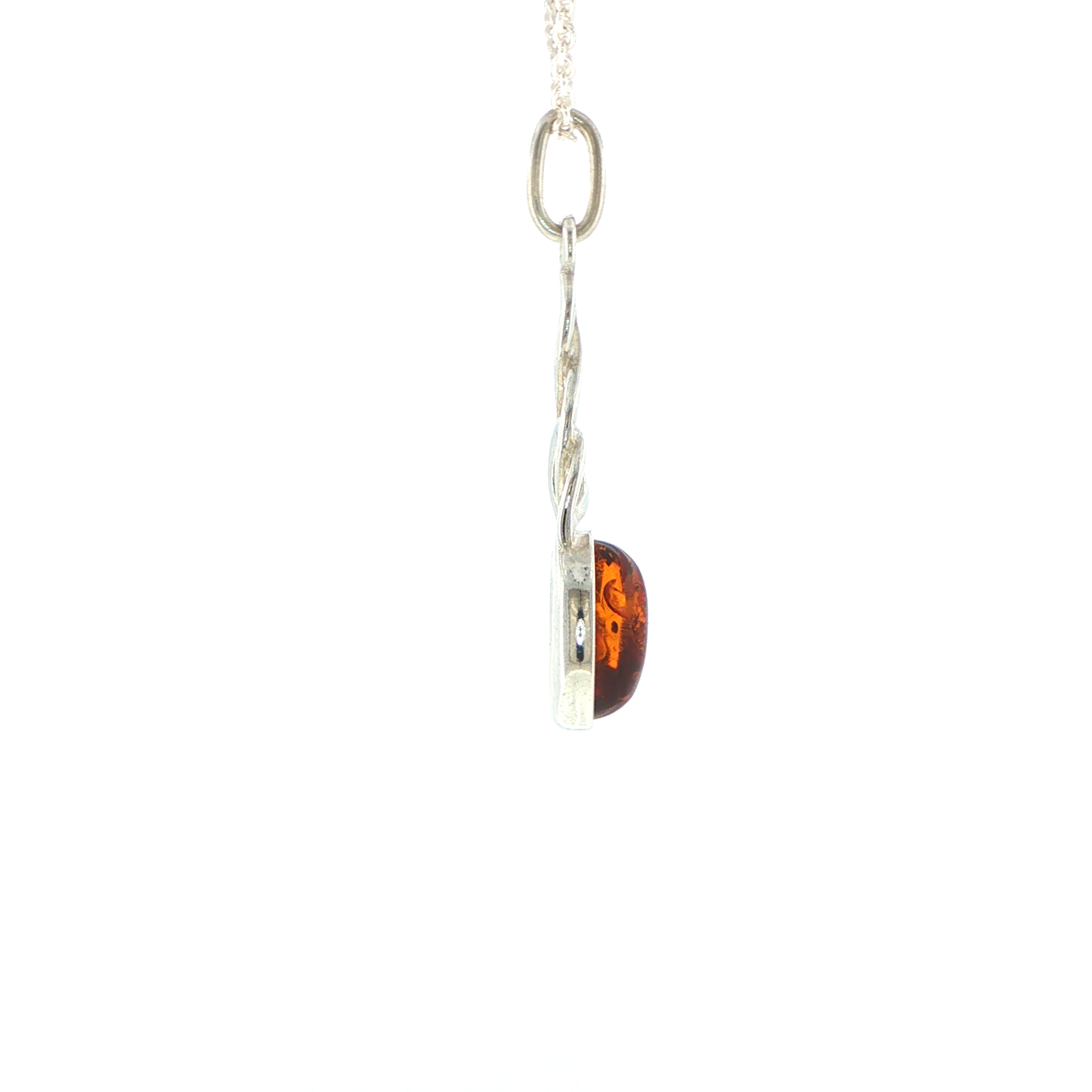 Celtic Knot Orange Amber Pendant Necklace in Silver - Image 12