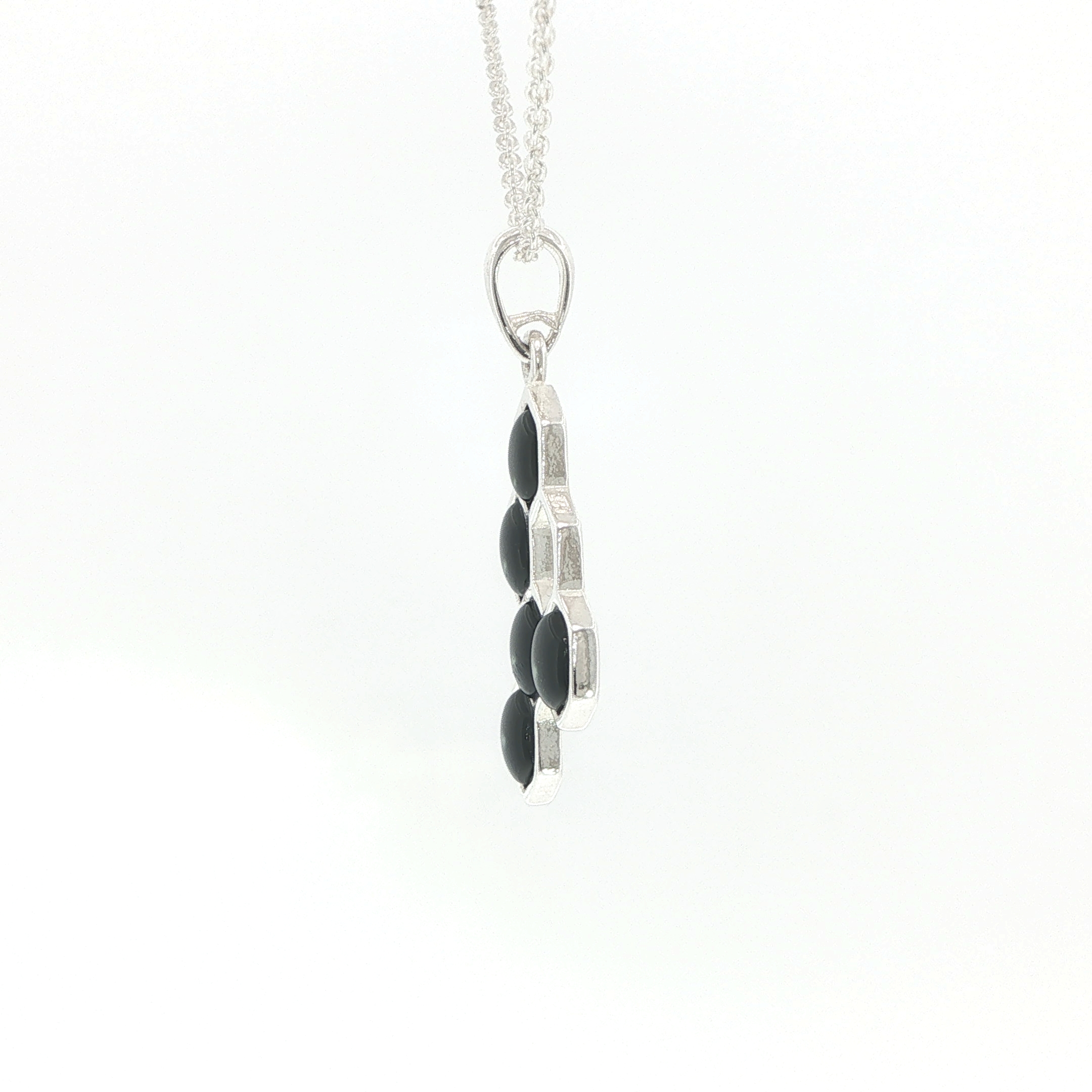 Honeycomb Whitby Jet Pendant Necklace in Silver - Image 7