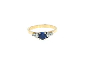 Royal Blue Sapphire Three-Stone Ring in 18ct Yellow Gold
