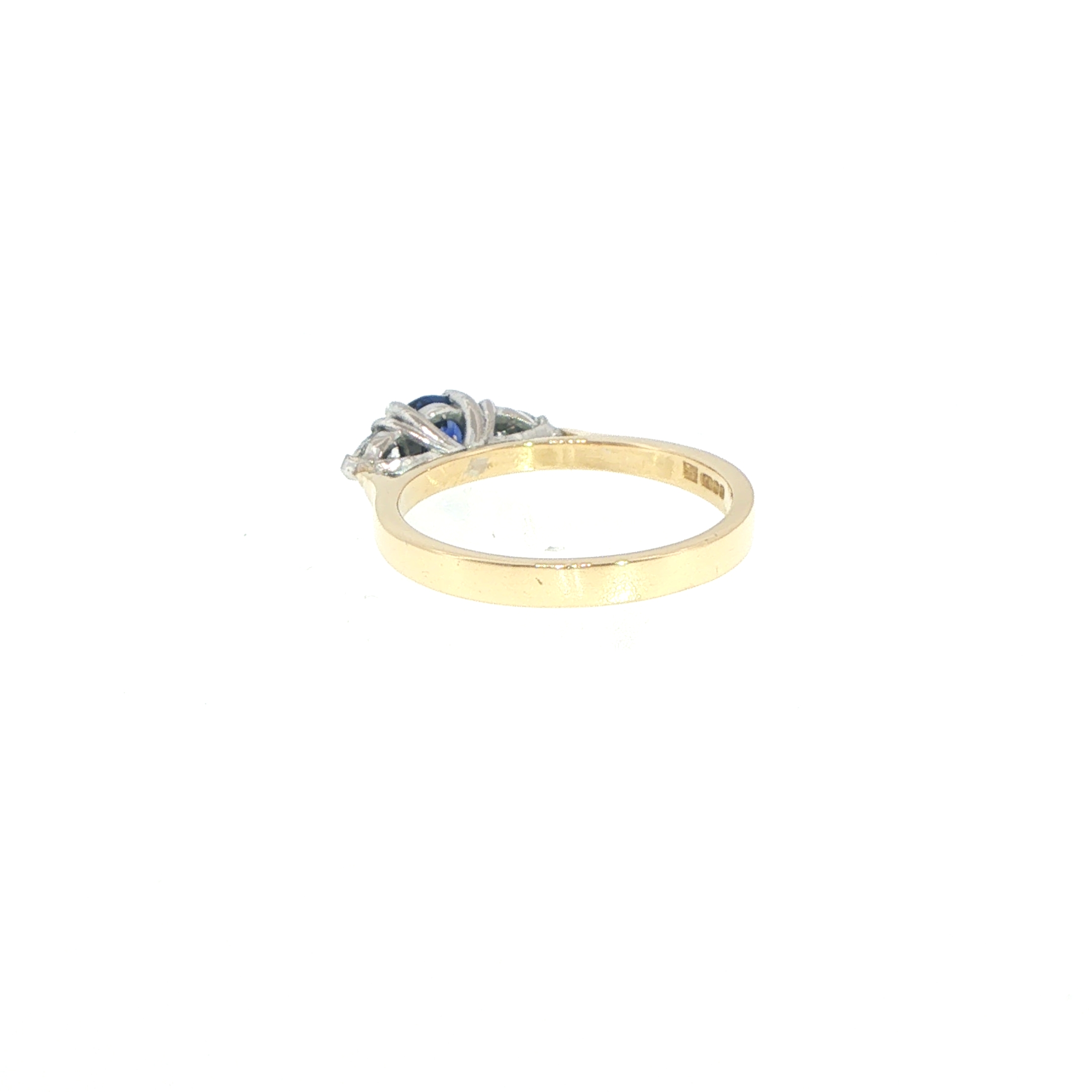 Royal Blue Sapphire Three-Stone Ring in 18ct Yellow Gold - Image 11