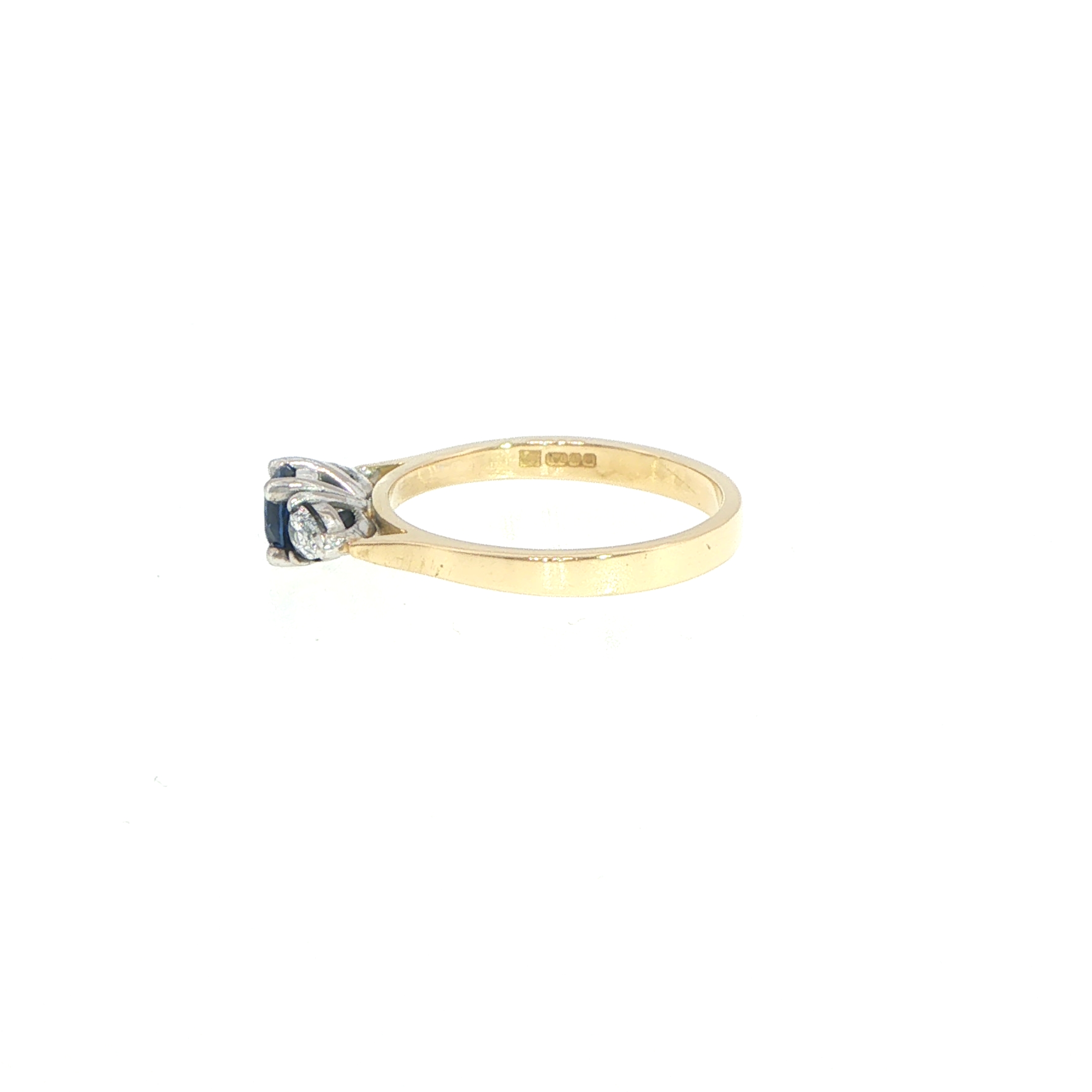 Royal Blue Sapphire Three-Stone Ring in 18ct Yellow Gold - Image 9