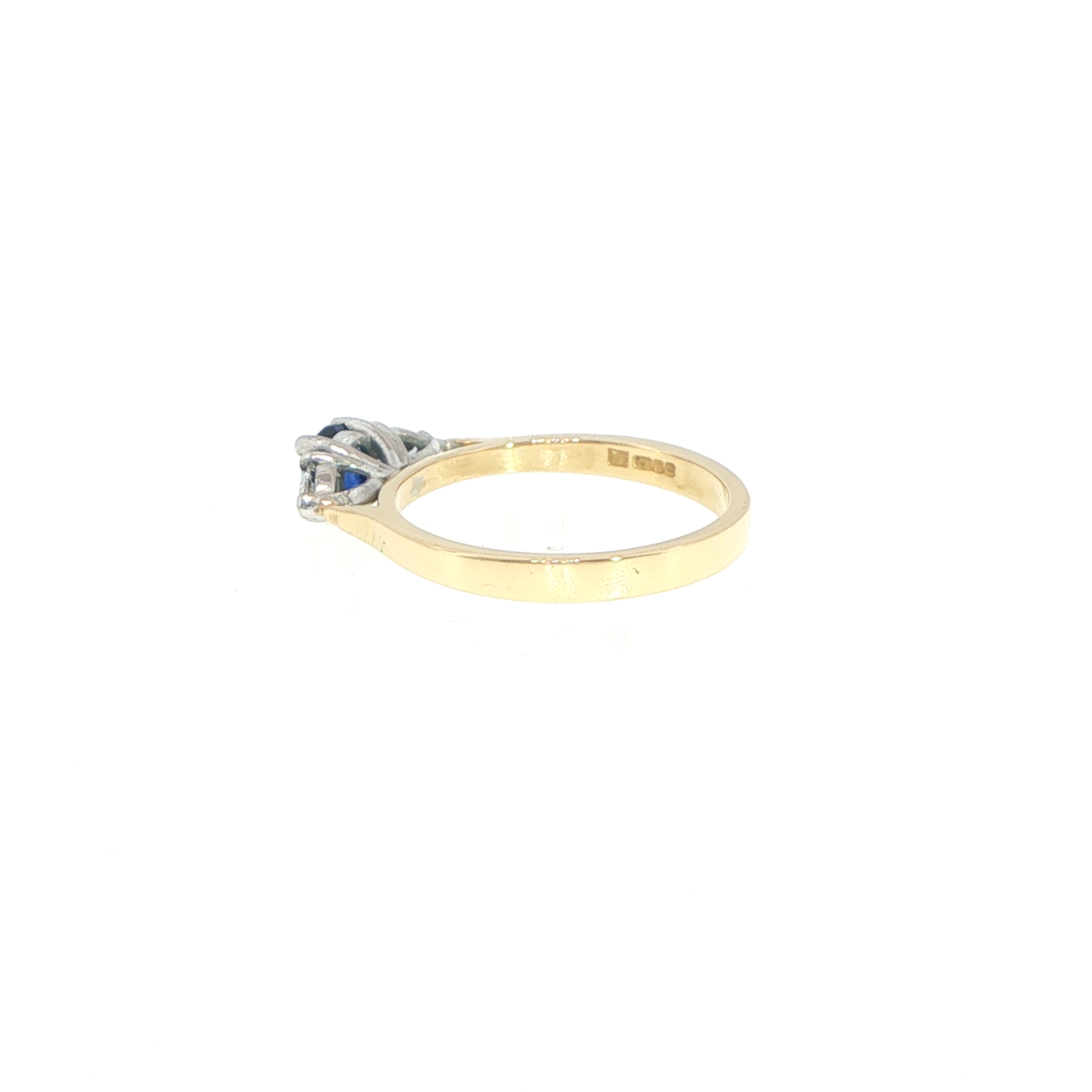 Royal Blue Sapphire Three-Stone Ring in 18ct Yellow Gold - Image 10