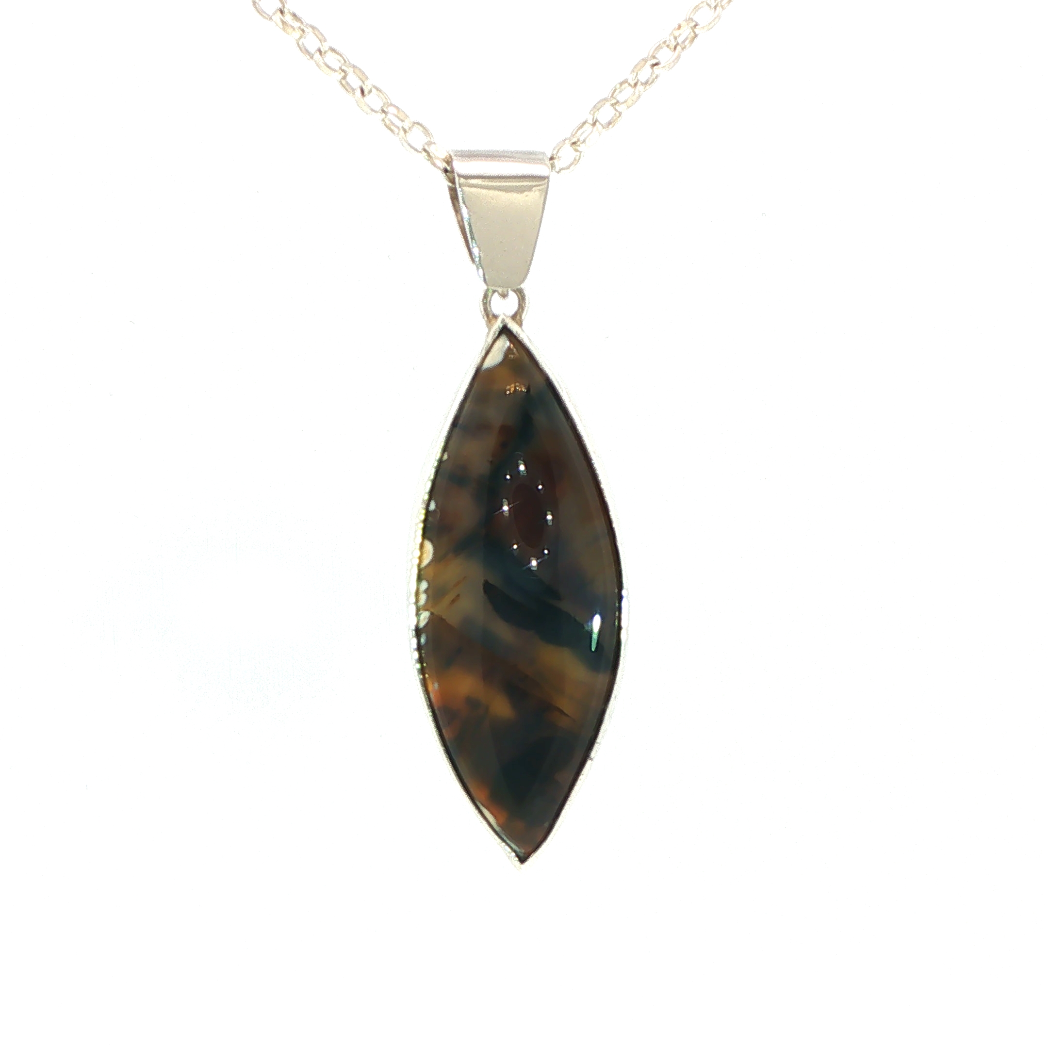 Marquise Montana Agate Pendant Necklace in Silver
