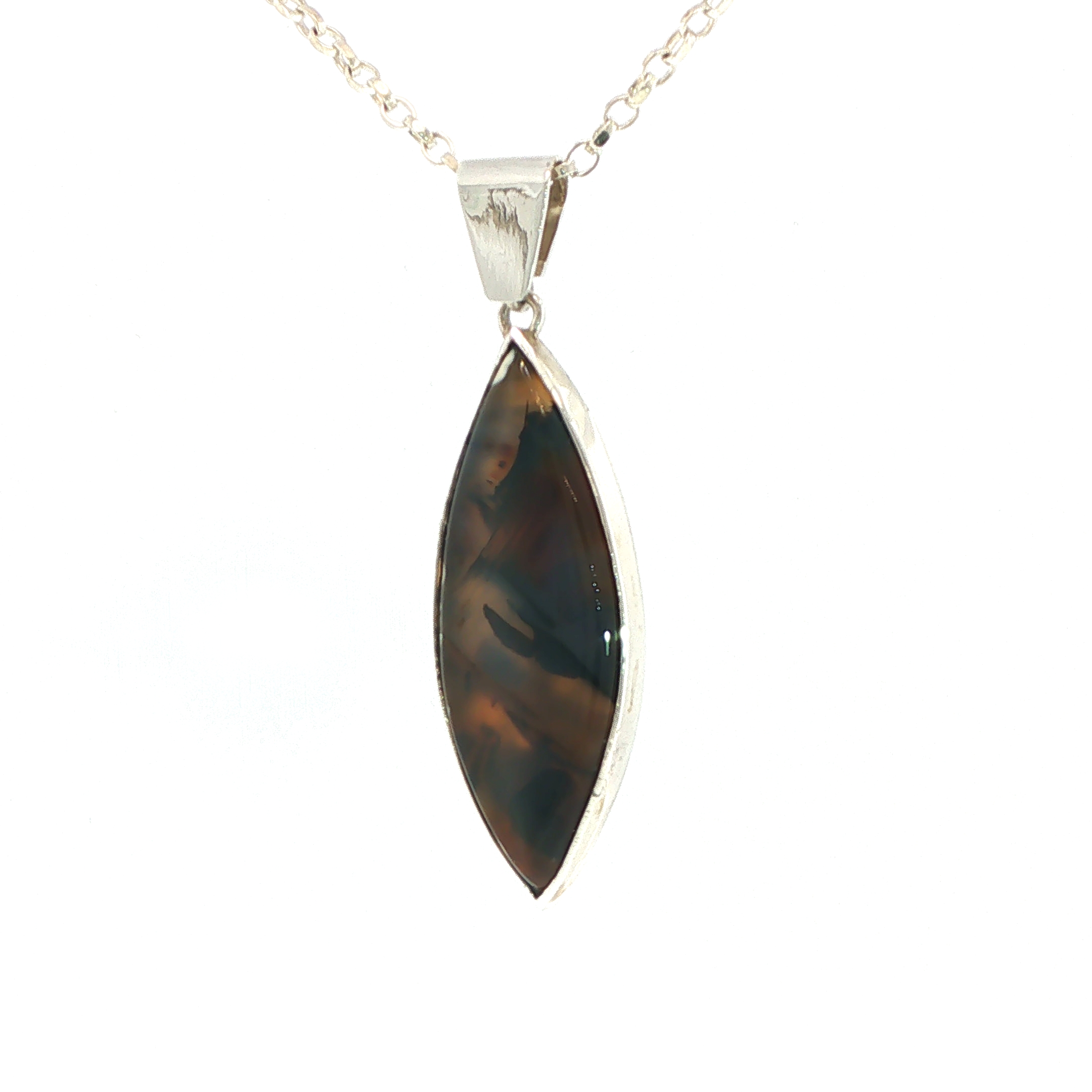 Marquise Montana Agate Pendant Necklace in Silver - Image 6