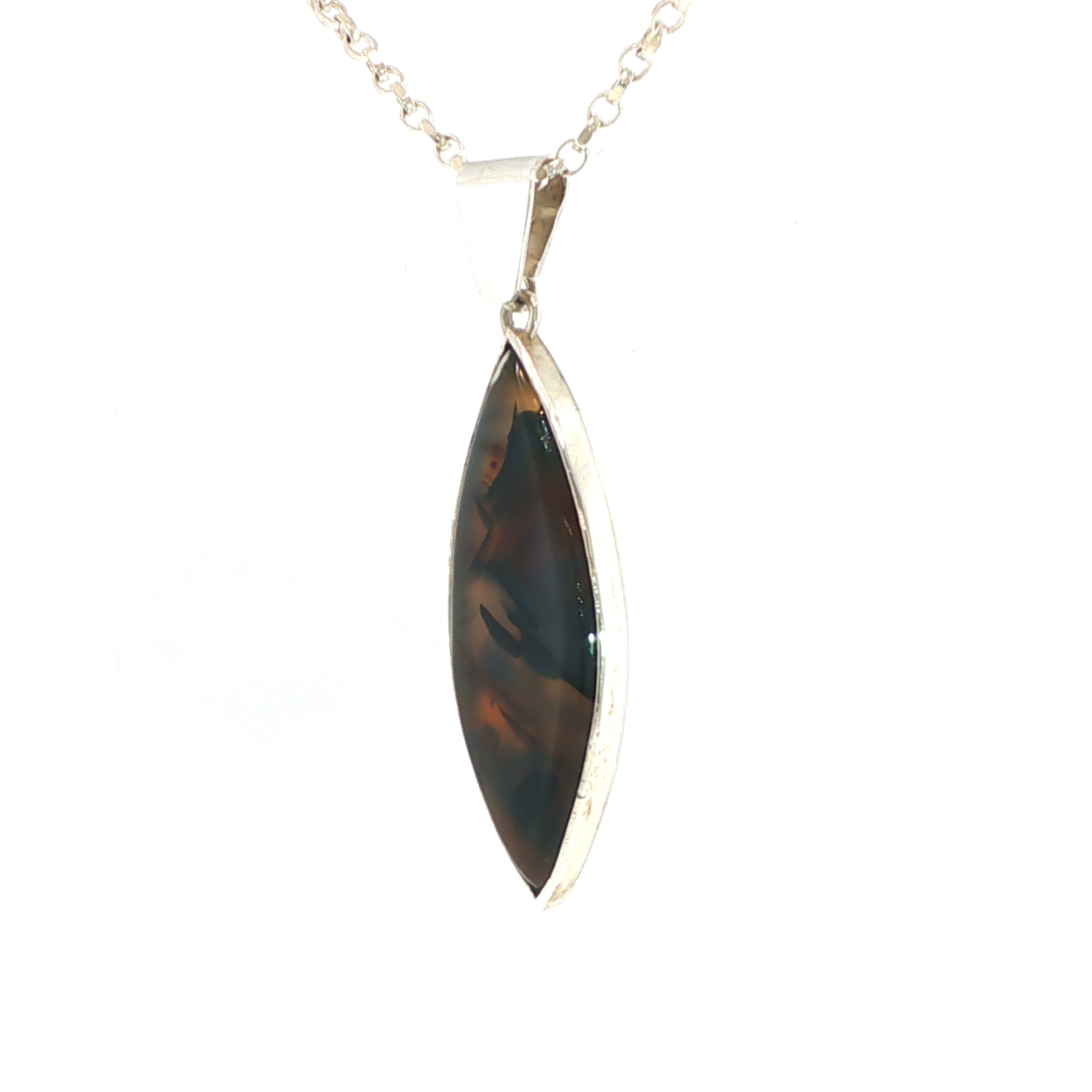 Marquise Montana Agate Pendant Necklace in Silver - Image 7