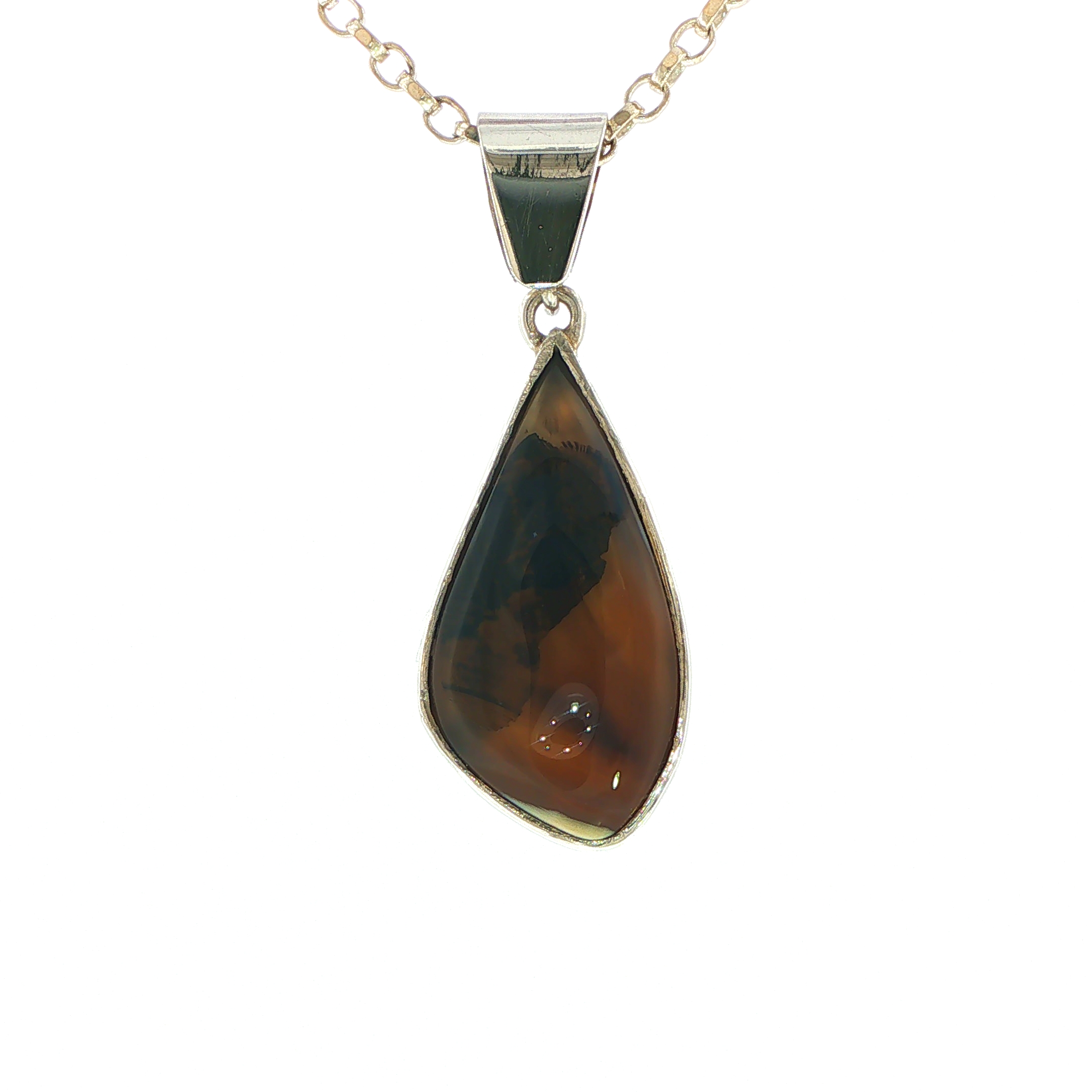 Freeform Montana Agate Pendant Necklace in Silver