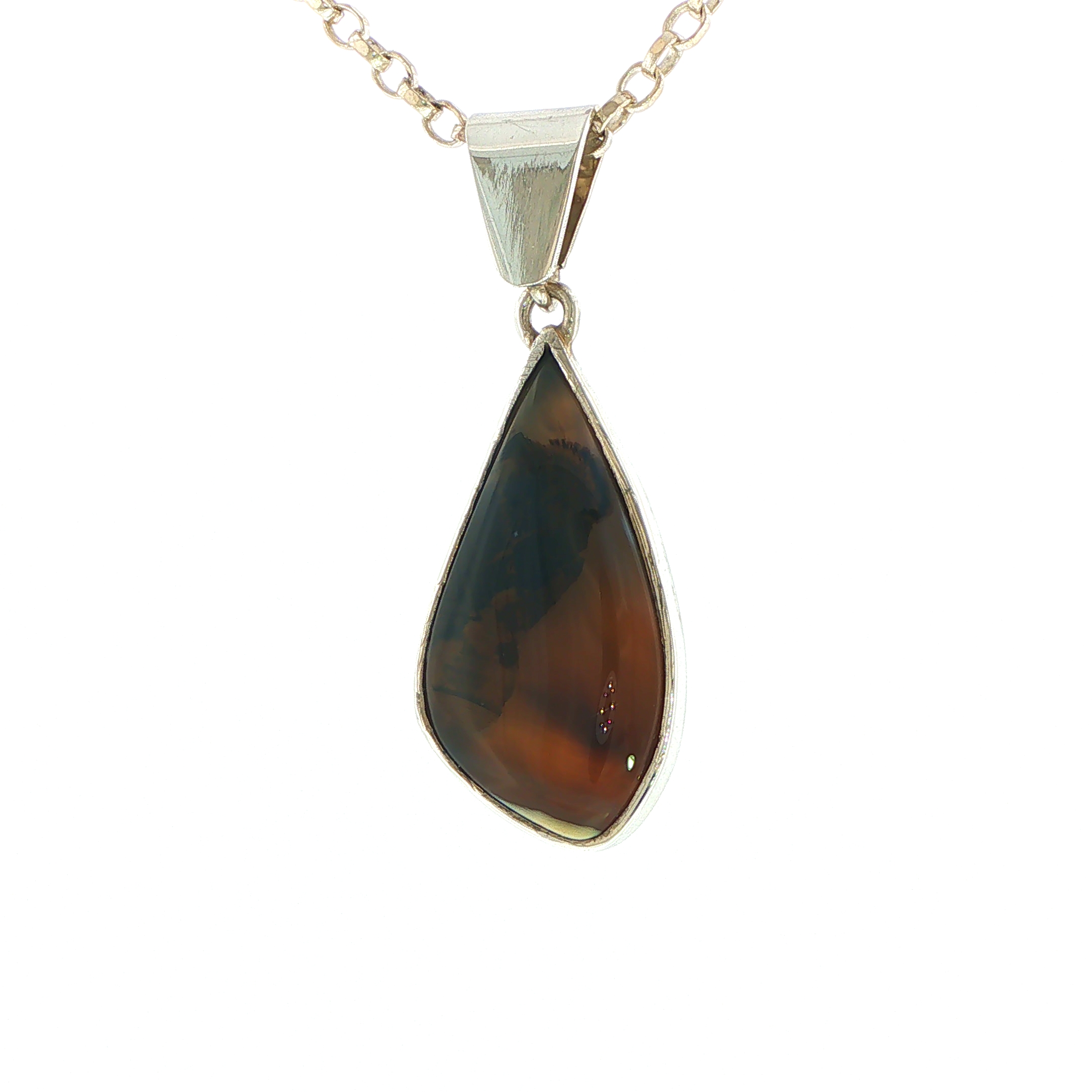 Freeform Montana Agate Pendant Necklace in Silver - Image 5