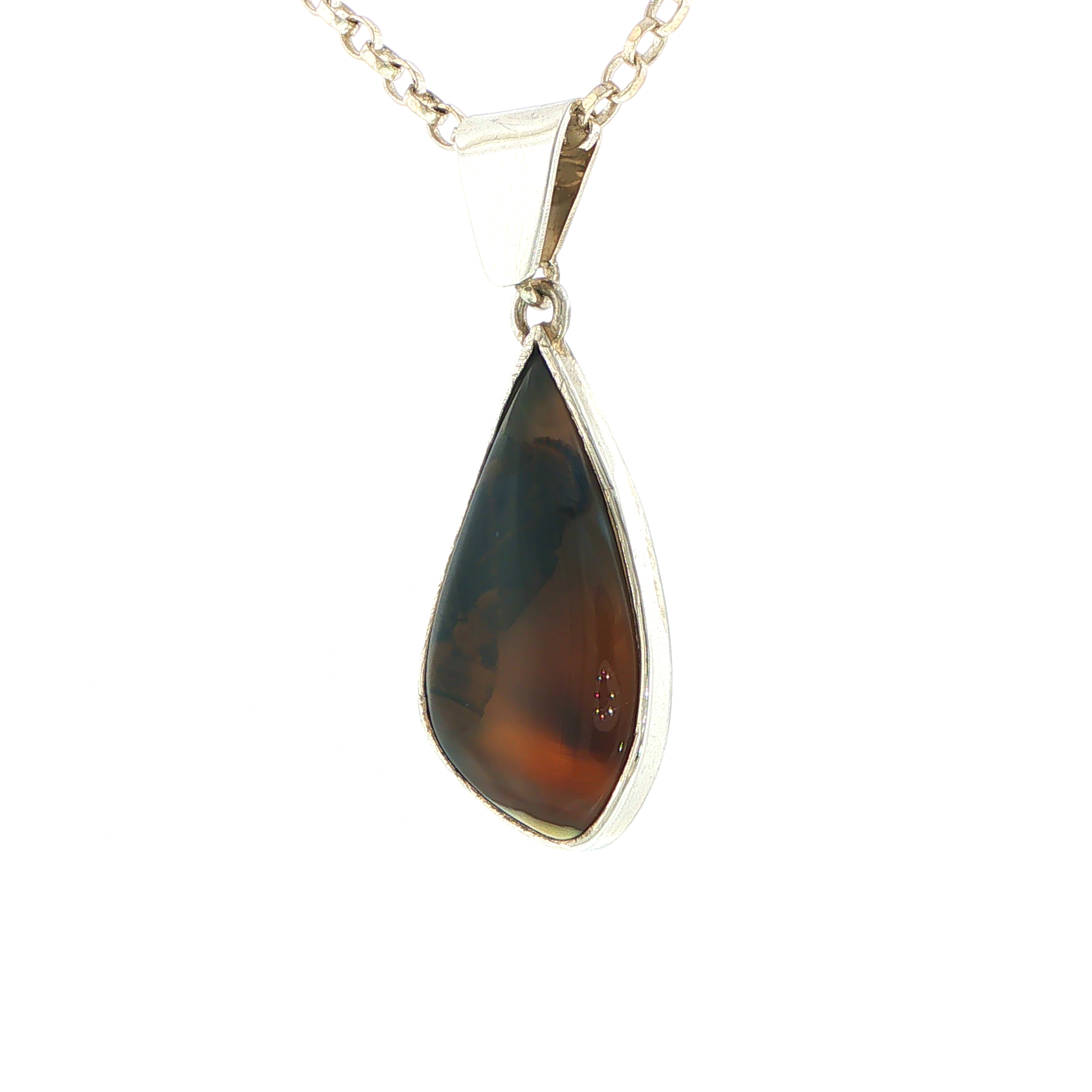 Freeform Montana Agate Pendant Necklace in Silver - Image 6