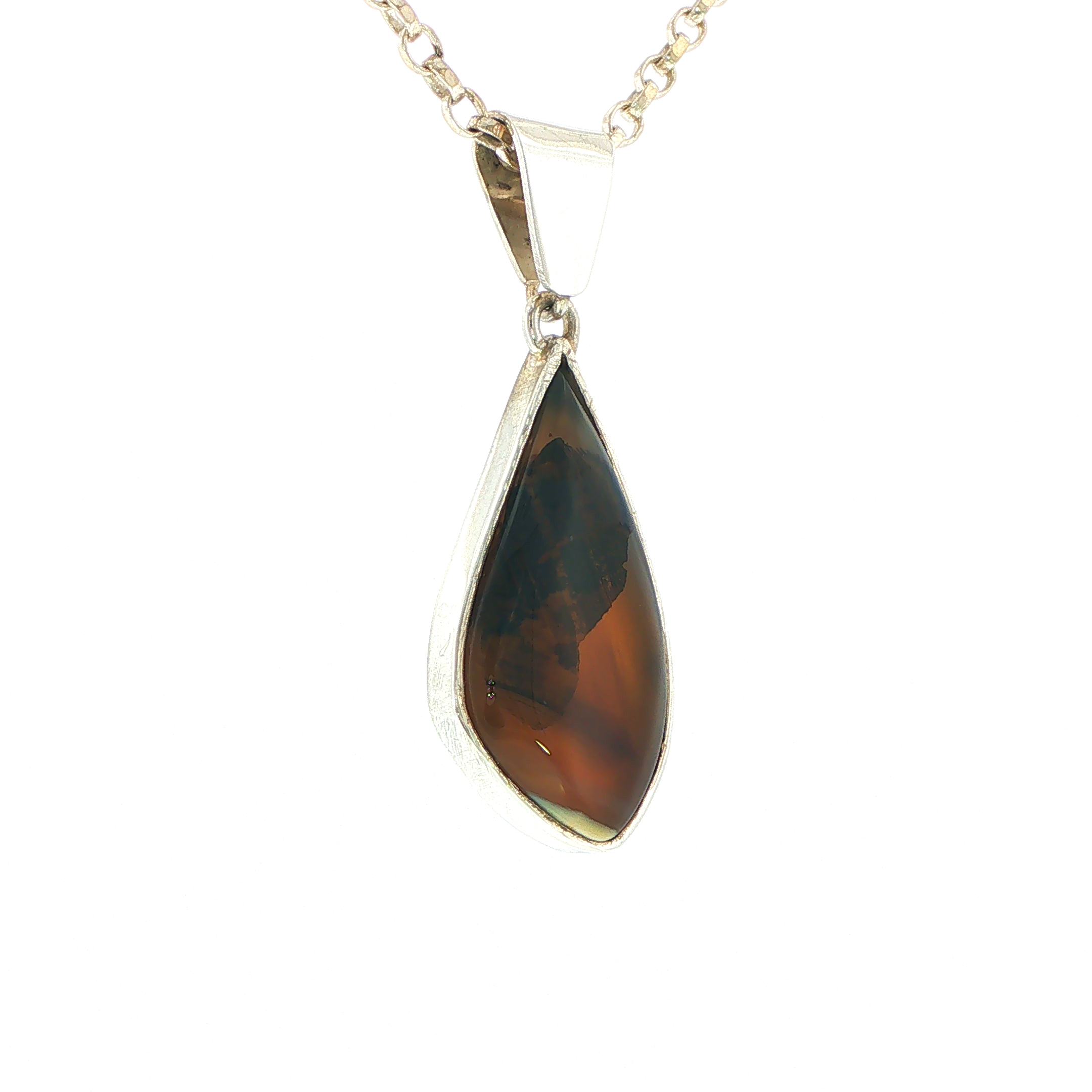 Freeform Montana Agate Pendant Necklace in Silver - Image 2