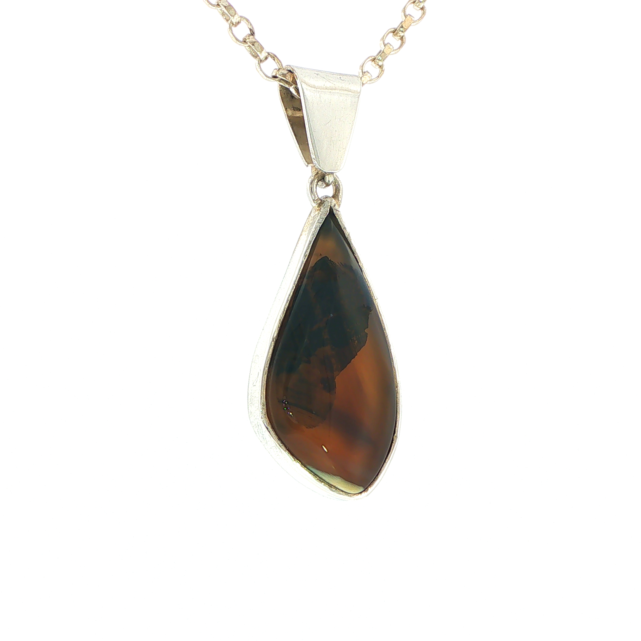 Freeform Montana Agate Pendant Necklace in Silver - Image 3