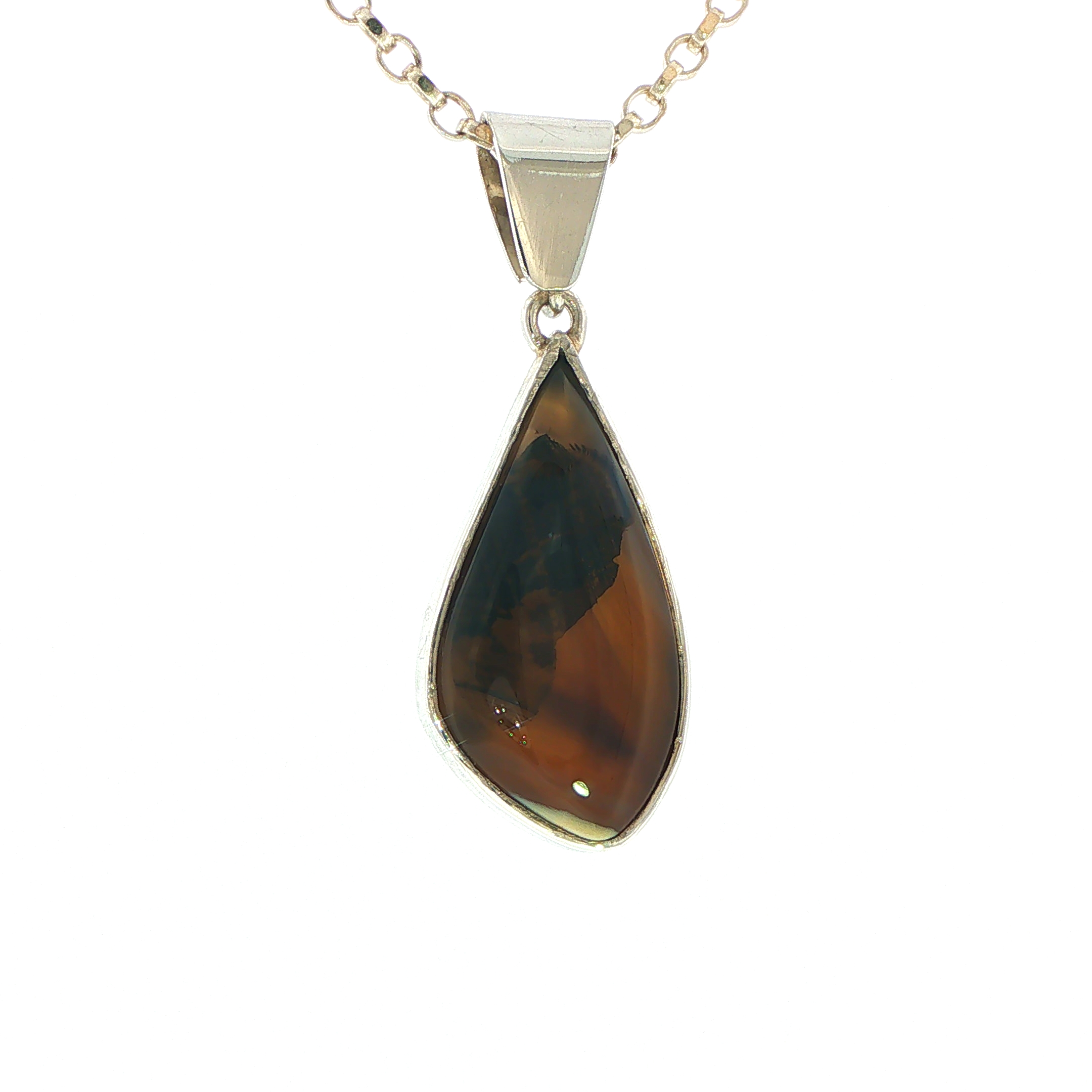 Freeform Montana Agate Pendant Necklace in Silver - Image 4