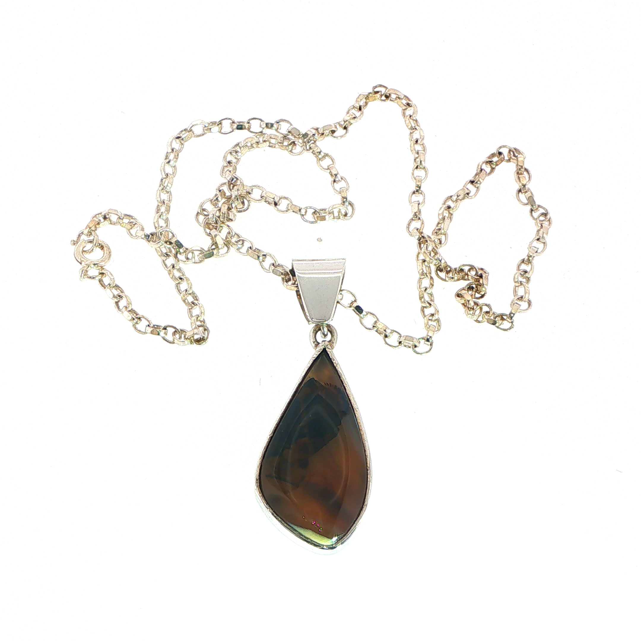 Freeform Montana Agate Pendant Necklace in Silver - Image 8