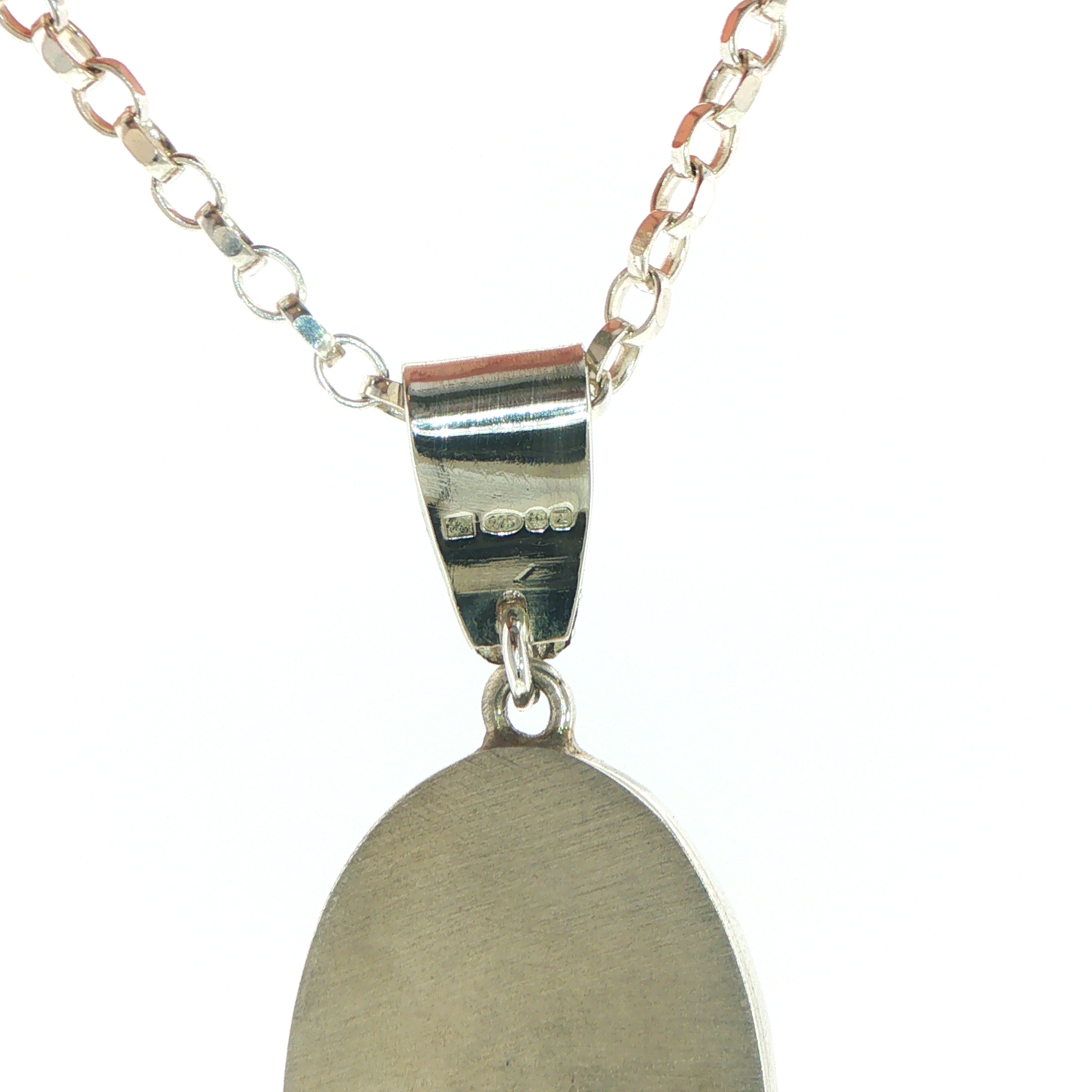 Pietersite Oval Blue Cabochon Pendant Necklace in Silver - Image 8