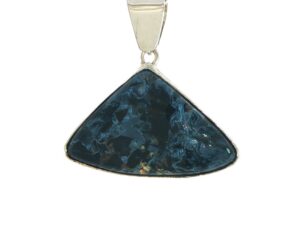 Pietersite Triangular Blue Pendant Necklace in Silver
