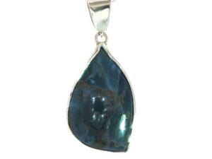 Pietersite Freeform Blue Pendant Necklace in Silver