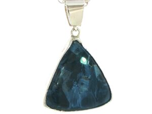 Pietersite Triangular Blue Pendant Necklace in Silver