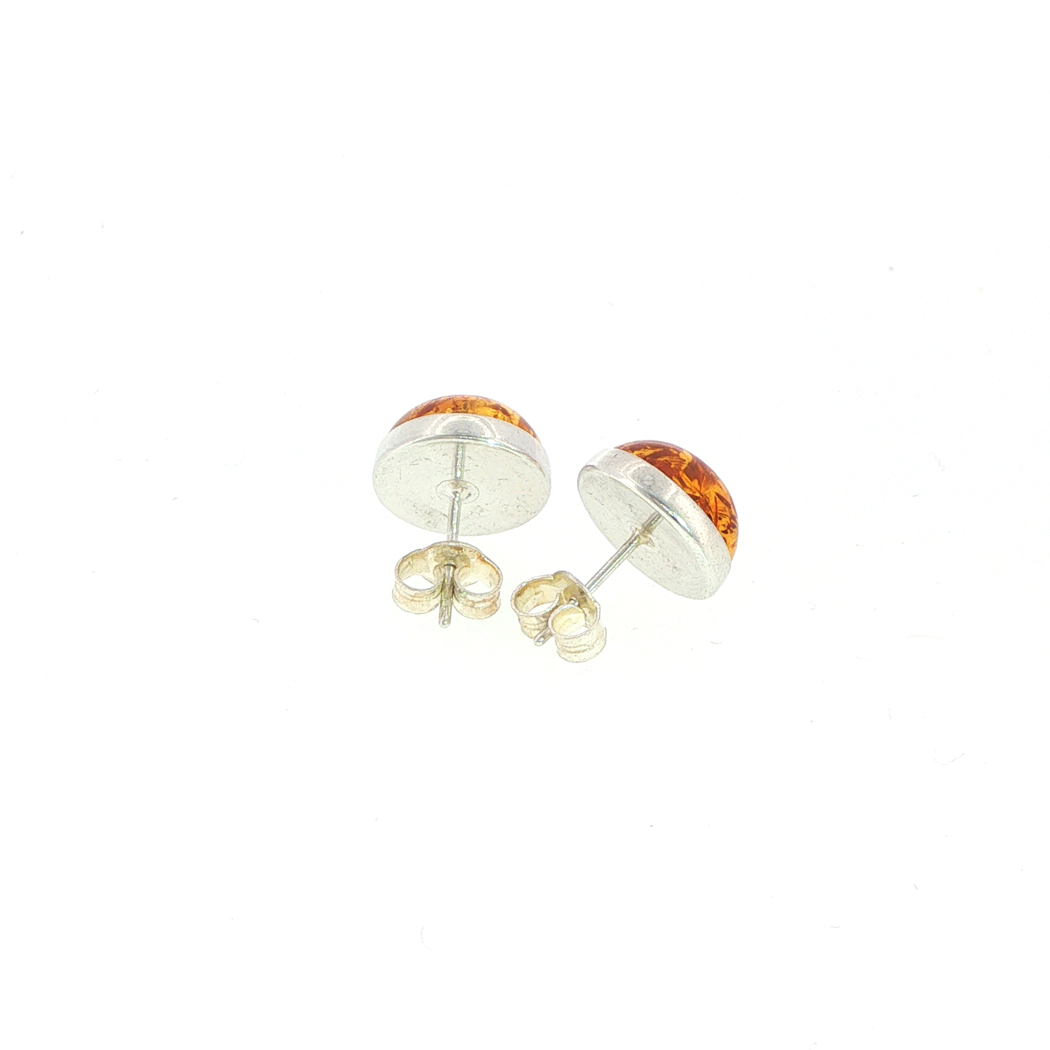Amber Cabochon Stud Earrings in Silver - Image 10