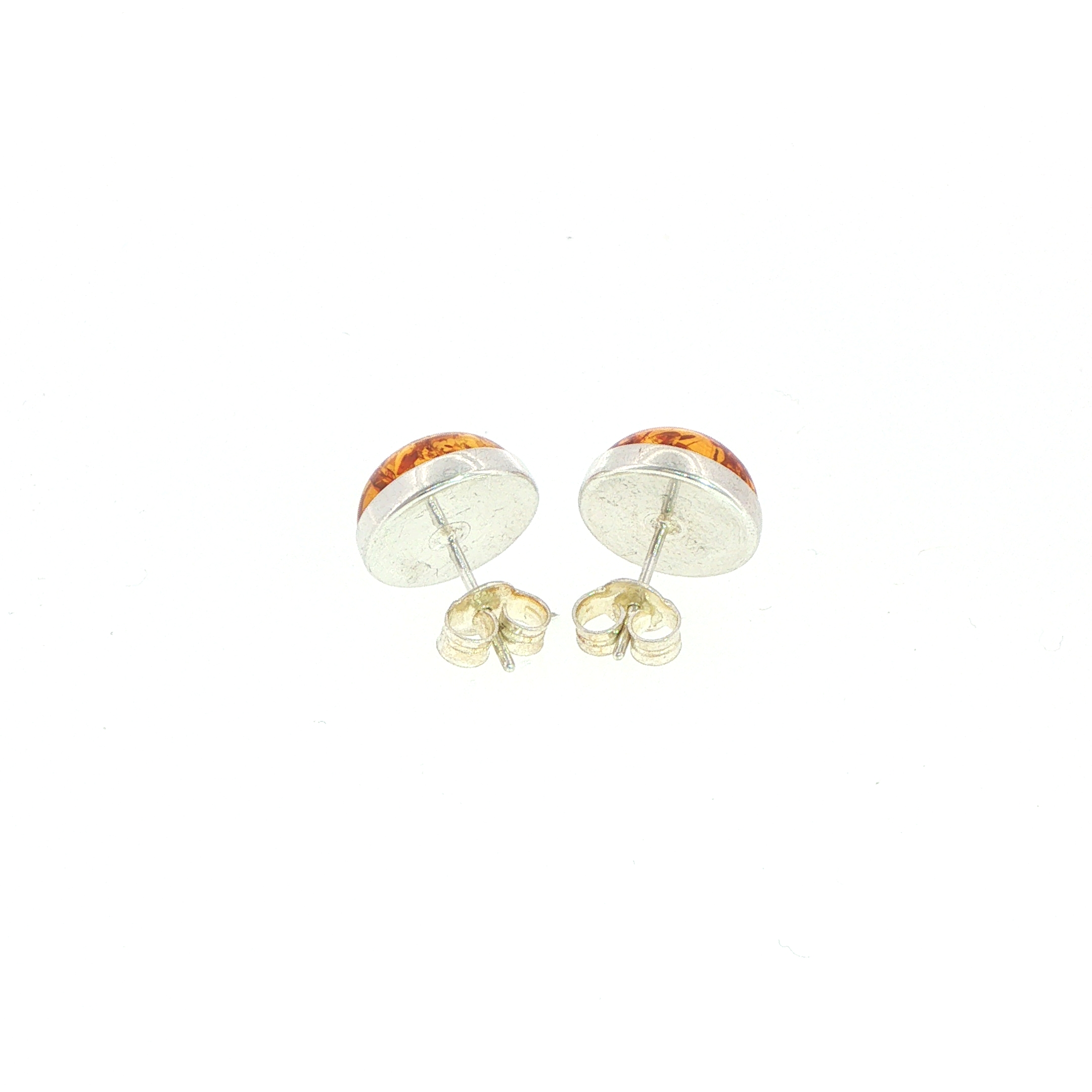 Amber Cabochon Stud Earrings in Silver - Image 9