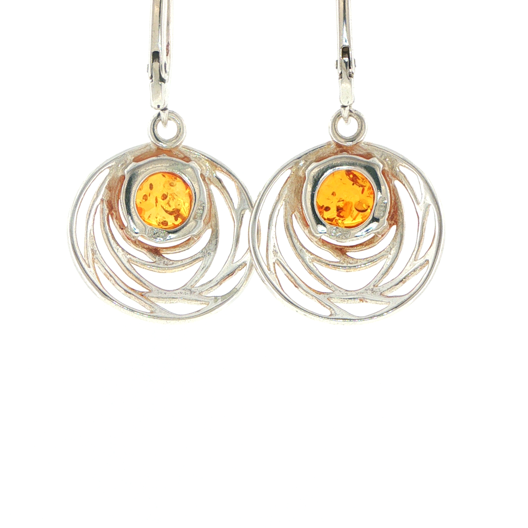 Openwork Amber Swirl Drop Earrings in Silver - Image 4