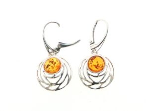 Openwork Amber Swirl Drop Earrings in Silver