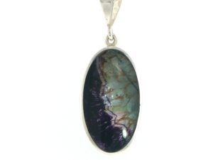 Silver Oval Blue John and Blue Goldstone Cabochon Pendant