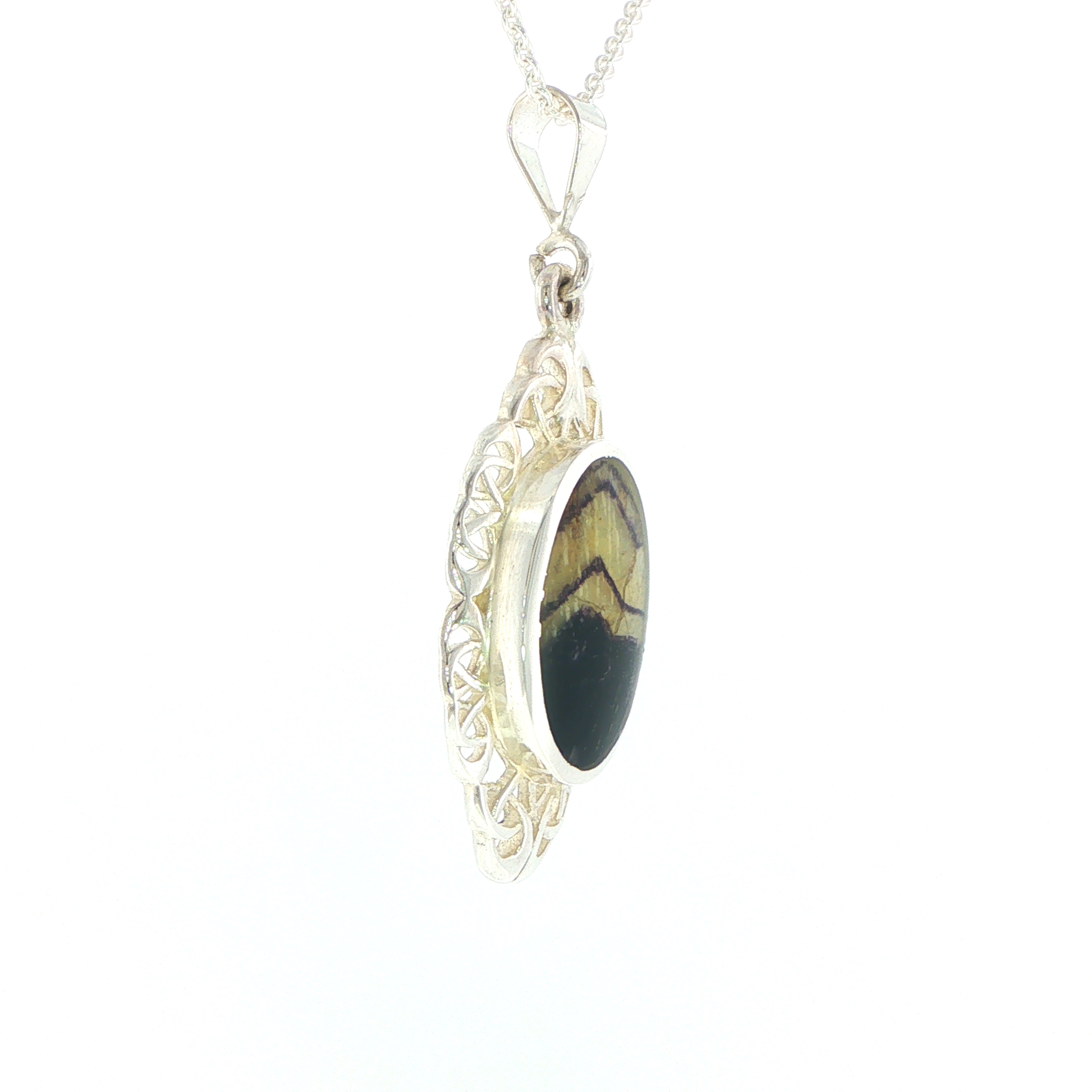 Celtic Blue John Pendant Necklace in Silver - Image 3