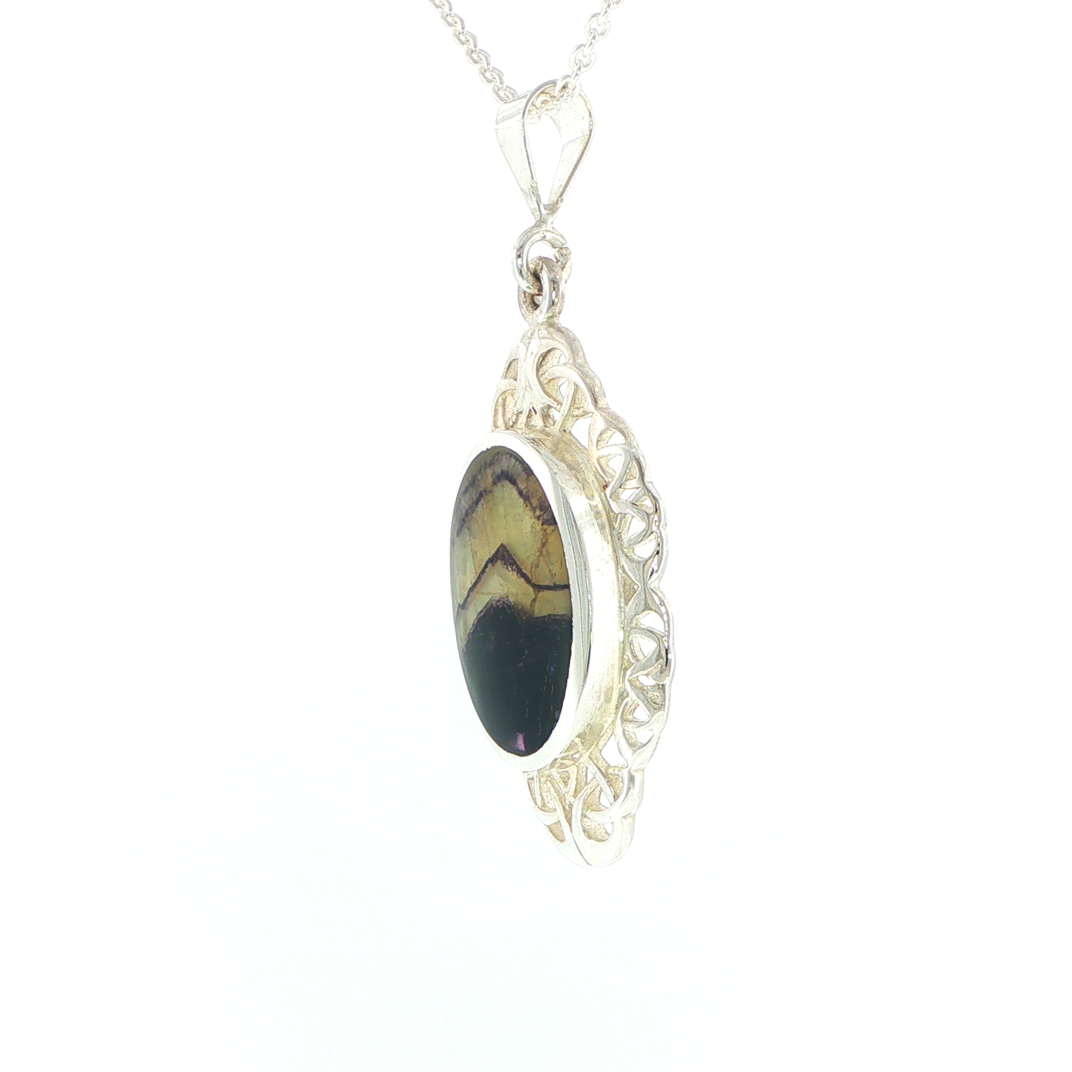Celtic Blue John Pendant Necklace in Silver - Image 5