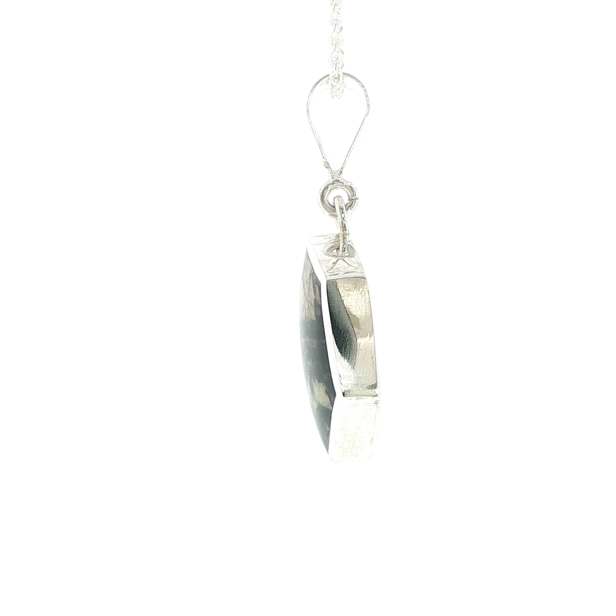 Hexagonal Blue John Pendant Necklace in Silver - Image 6