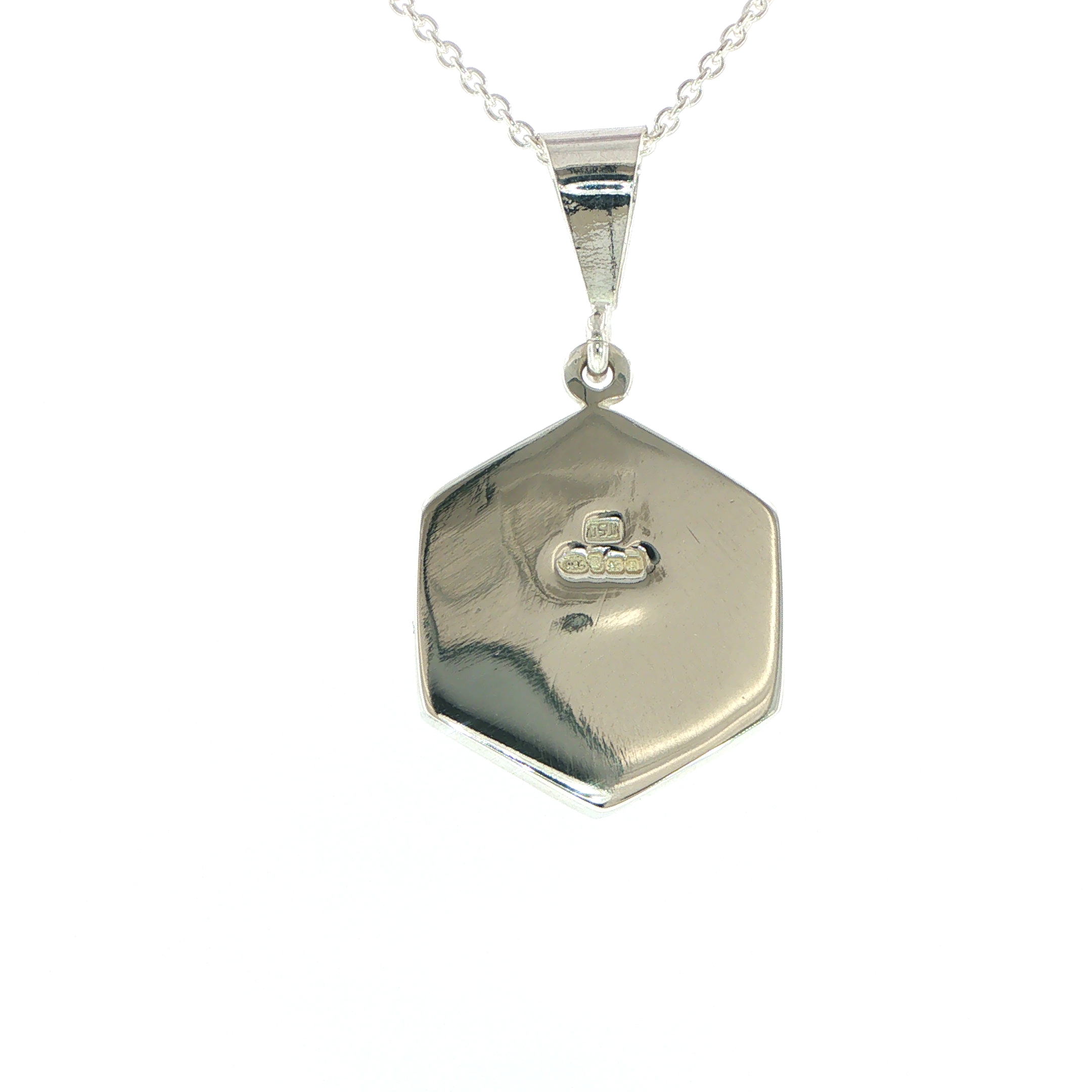 Hexagonal Blue John Pendant Necklace in Silver - Image 7