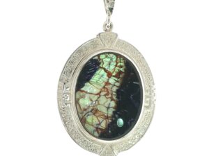 Engraved Silver Blue John Necklace