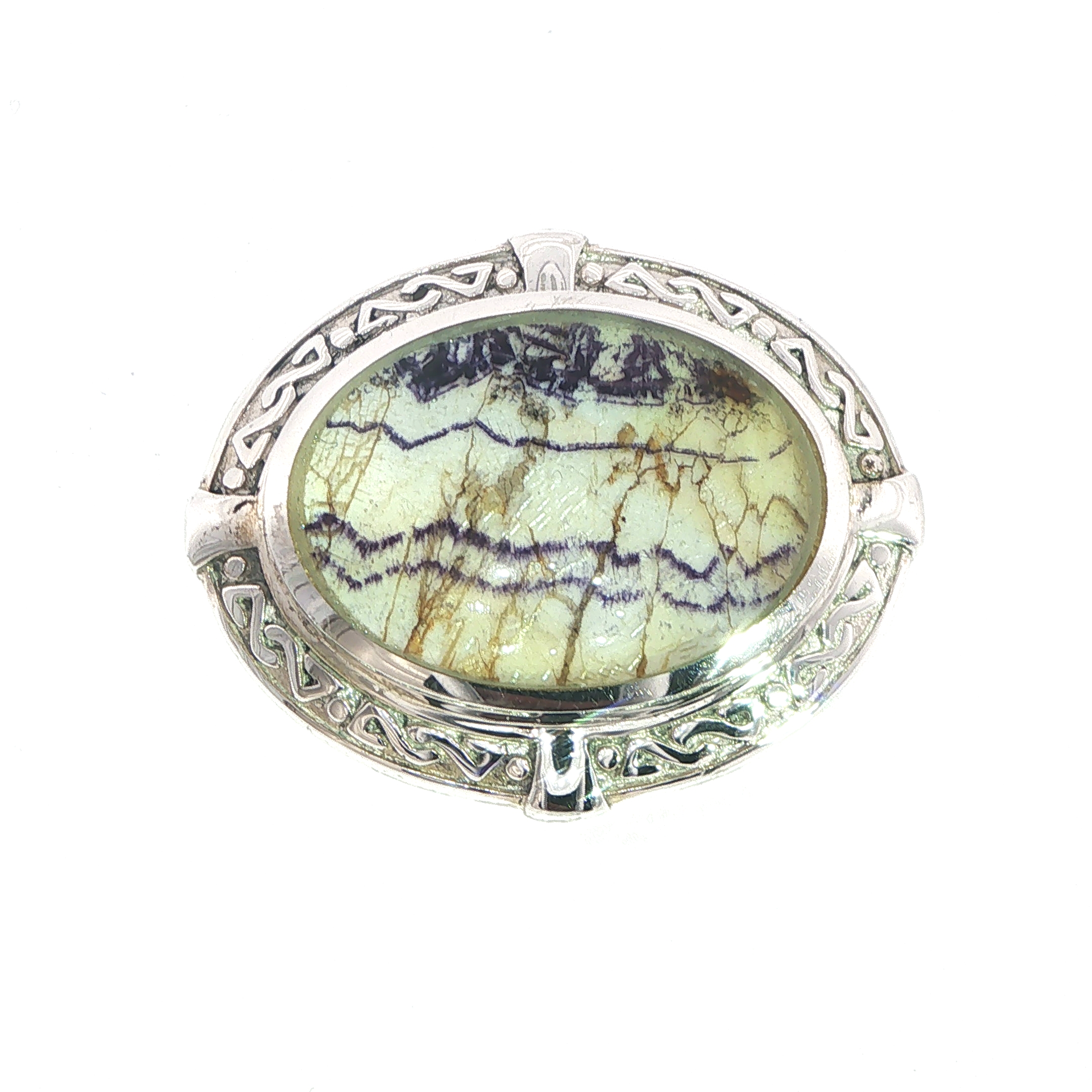 Blue John Sterling Silver Brooch with Pin Fastening